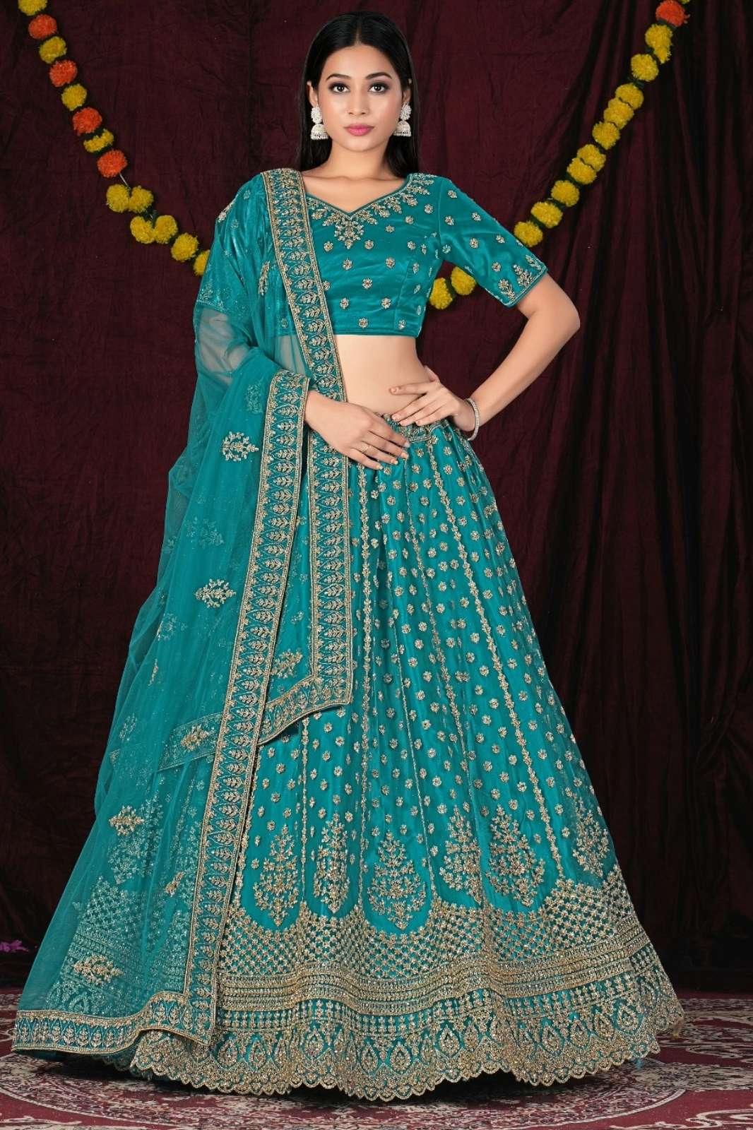 Shri Balaji Emporium 10492 Beautiful Net Lehenga with Embroidered Work