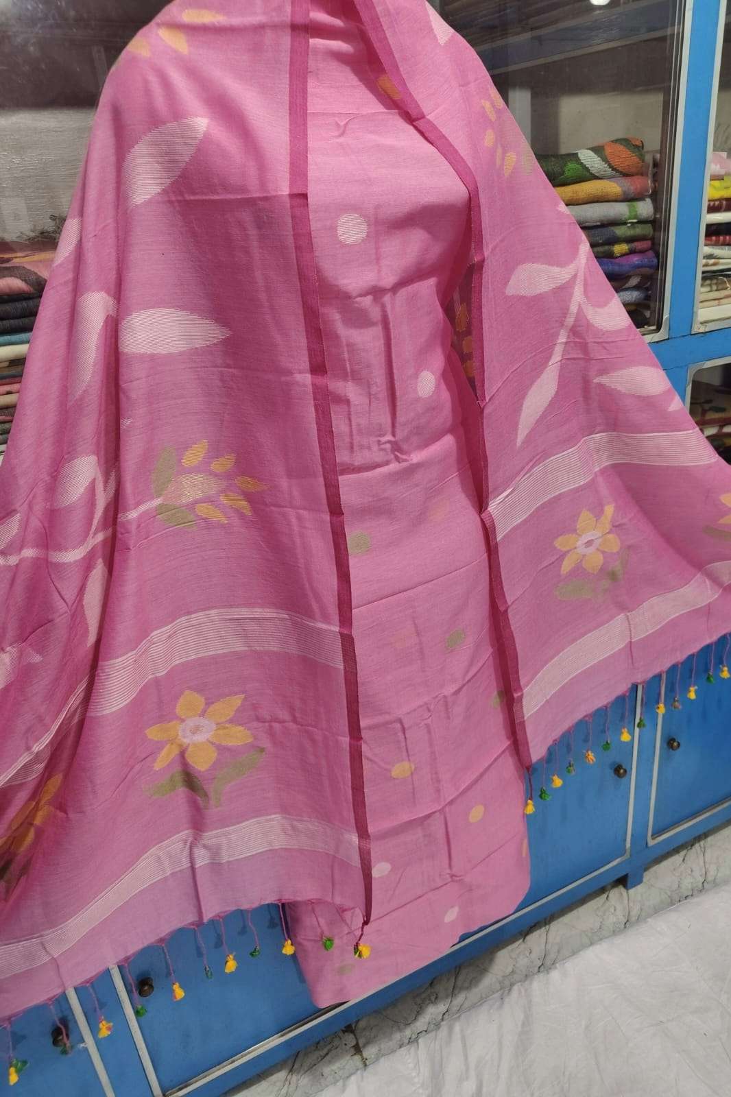 Shri Balaji Emporium 979r Pure Cotton Jamdani Dress Material 