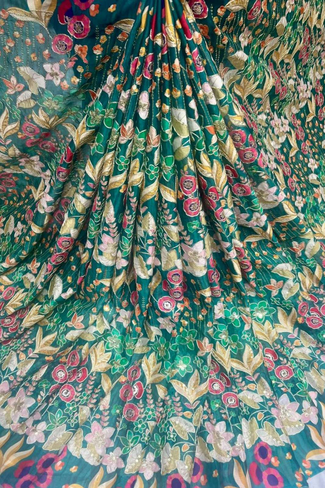 Shri Balaji Emporium A82 Pure Crepe Fabric with Position Print & Embroidery Work