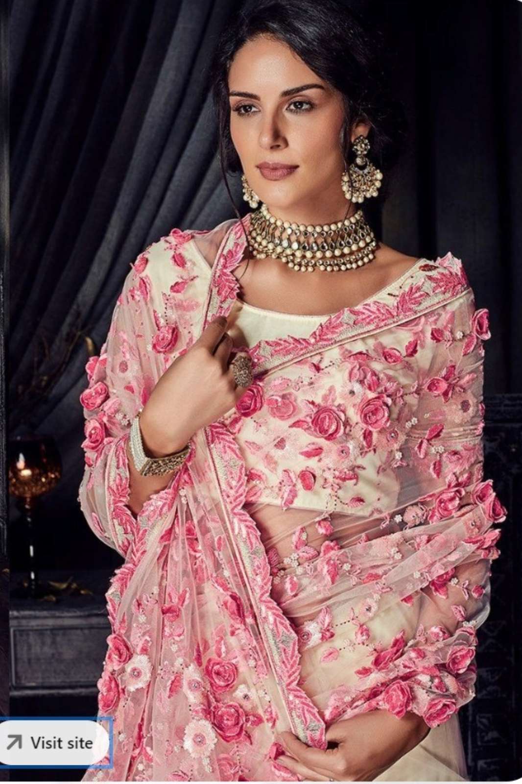 Shri Balaji Emporium White And Pink Color Net Designer Party Wear Saree