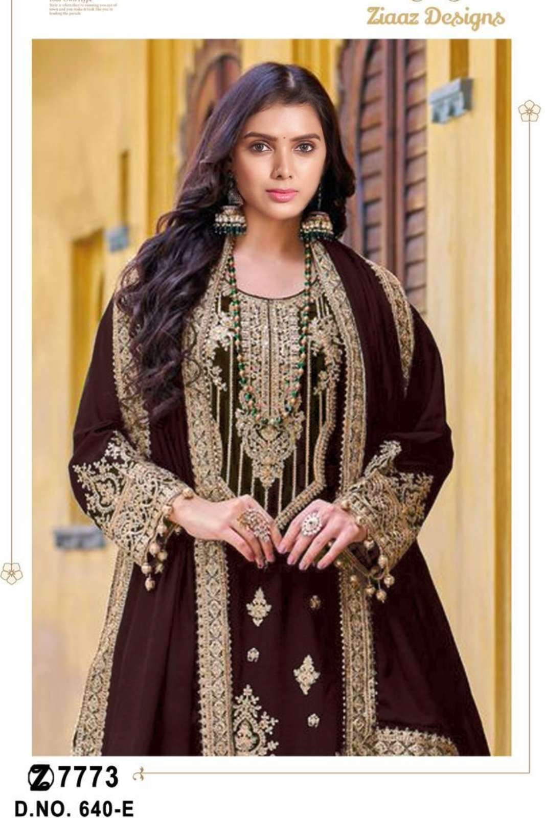 Ziaaz 640 colours 6334 Pakistani Designer Velvet Semi Stitched Suit