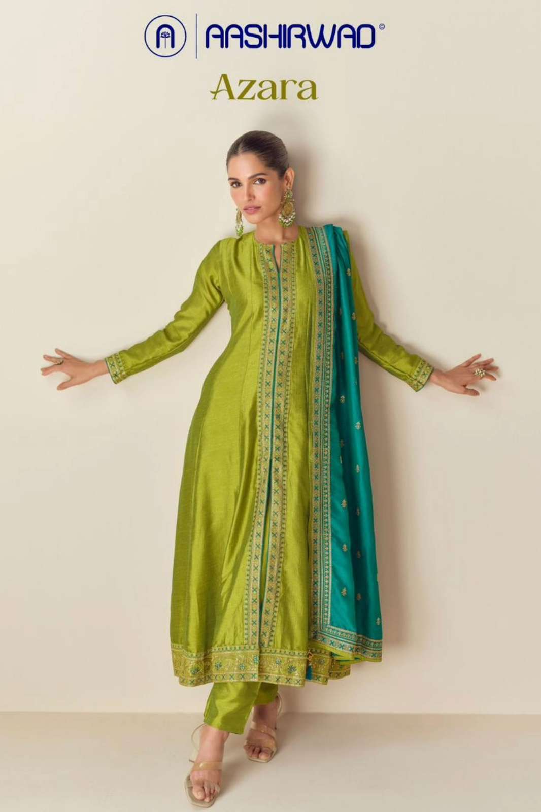 AASHIRWAD AZARA 10932 READY TO WEAR PREMIUM SILK FRONT SLIT SUIT