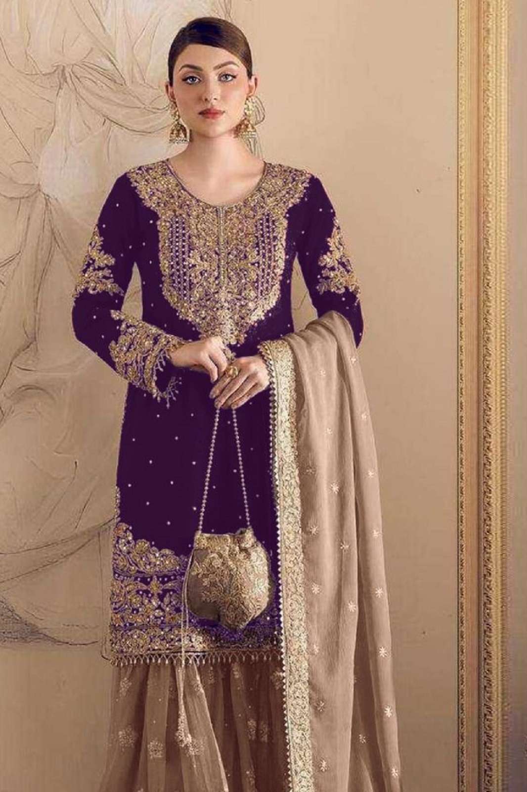 ANAMSA 631  FOX GEORGETTE EMBROIDERED SUITS