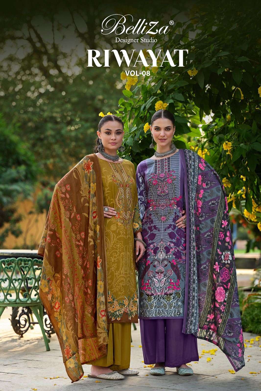 BELLIZA DESIGNER RIWAYAT VOL 8 RAYON DIGITAL PRINTED SUITS