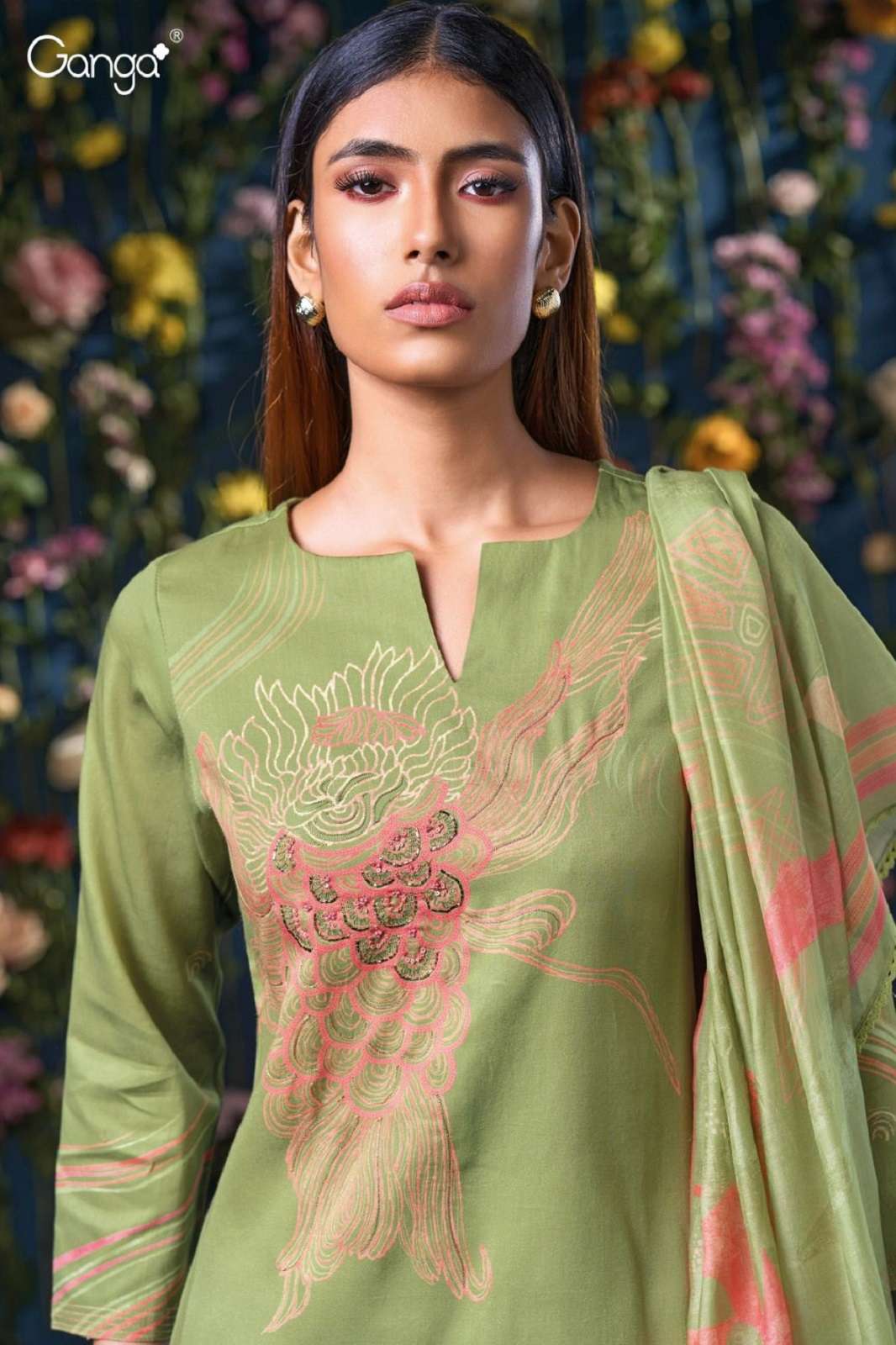 GANGA LINA 3051 COTTON SATIN PRINTED SUITS