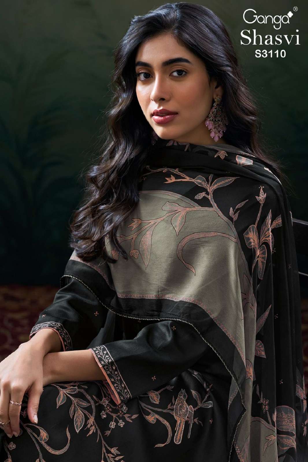 GANGA SHASVI 3110 COTTON SATIN EMBROIDERED SUITS