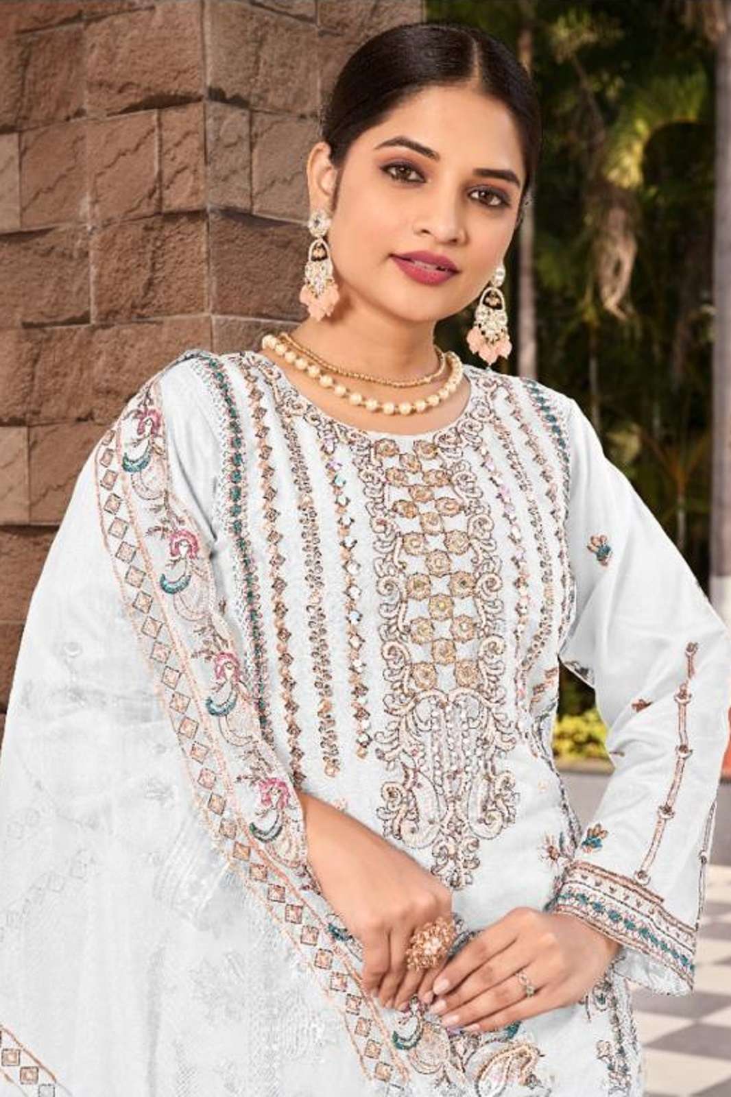 MOTIFZ 801 ORGANZA EMBROIDERED SEMI STITCHED SUITS