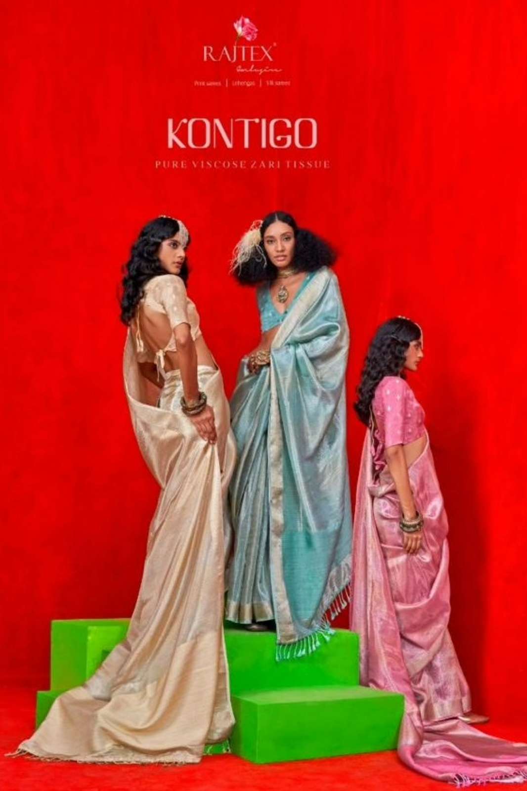 Rajtex KONTIGO 10846 Traditional Pure Tissue Viscose Zari Work Saree 