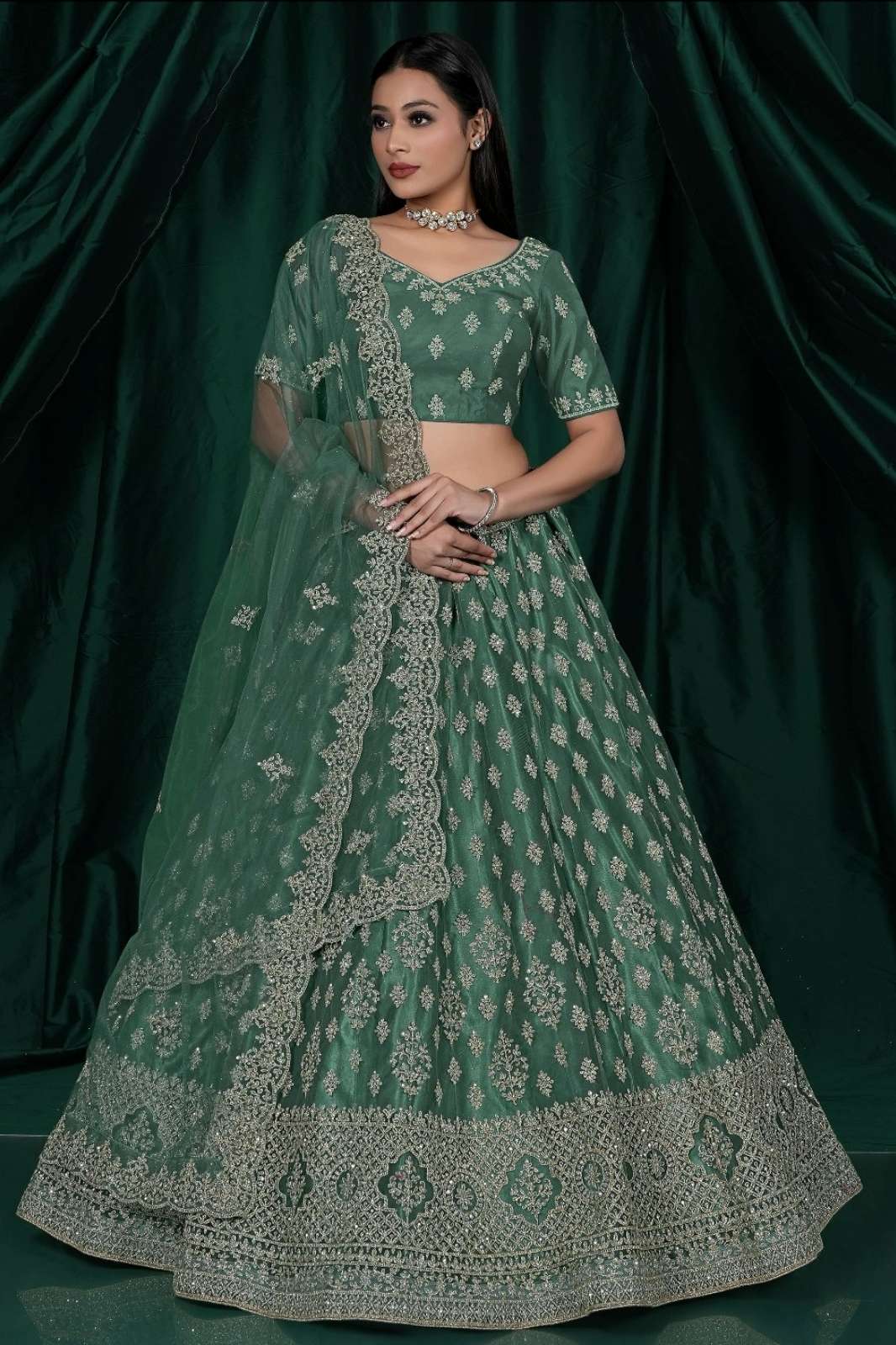 Shri Balaji Emporium 10492 Beautiful Net Lehenga with Embroiderey Work