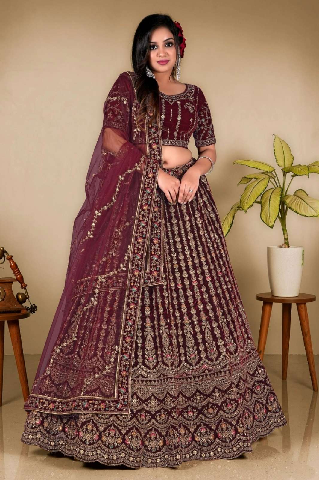 Shri Balaji Emporium 10644 Wedding Wear Beautiful Velvet Lehenga