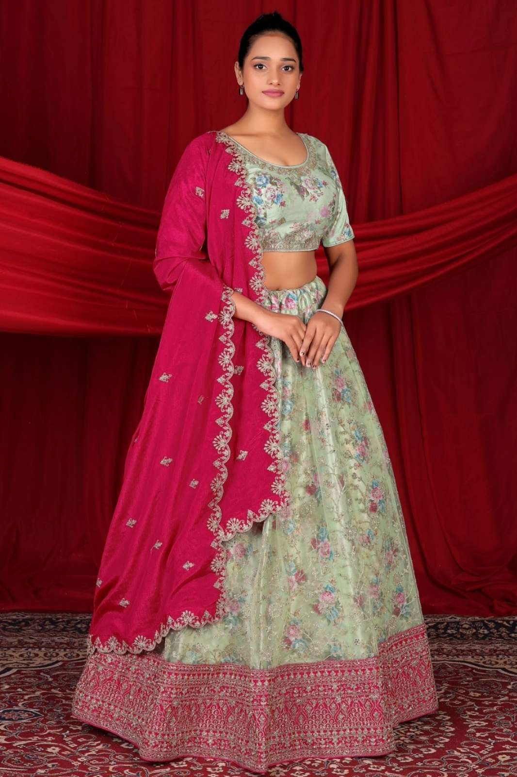 Shri Balaji Emporium 10740C Beautiful Party Wear Net Lehenga