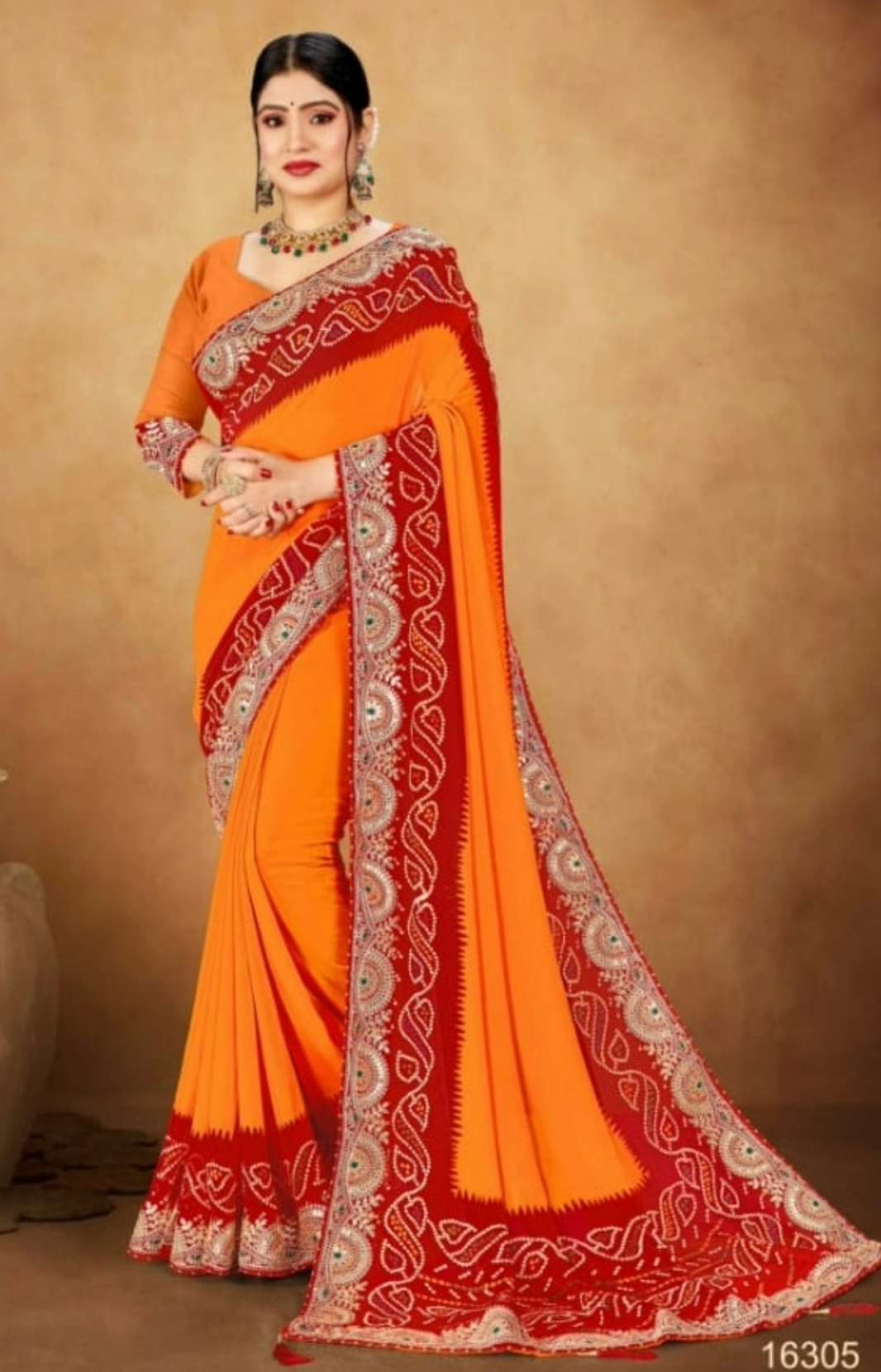 SHRI BALAJI EMPORIUM NAVYA 10682 Bandhani Georgette Printed Lightweight Saree 