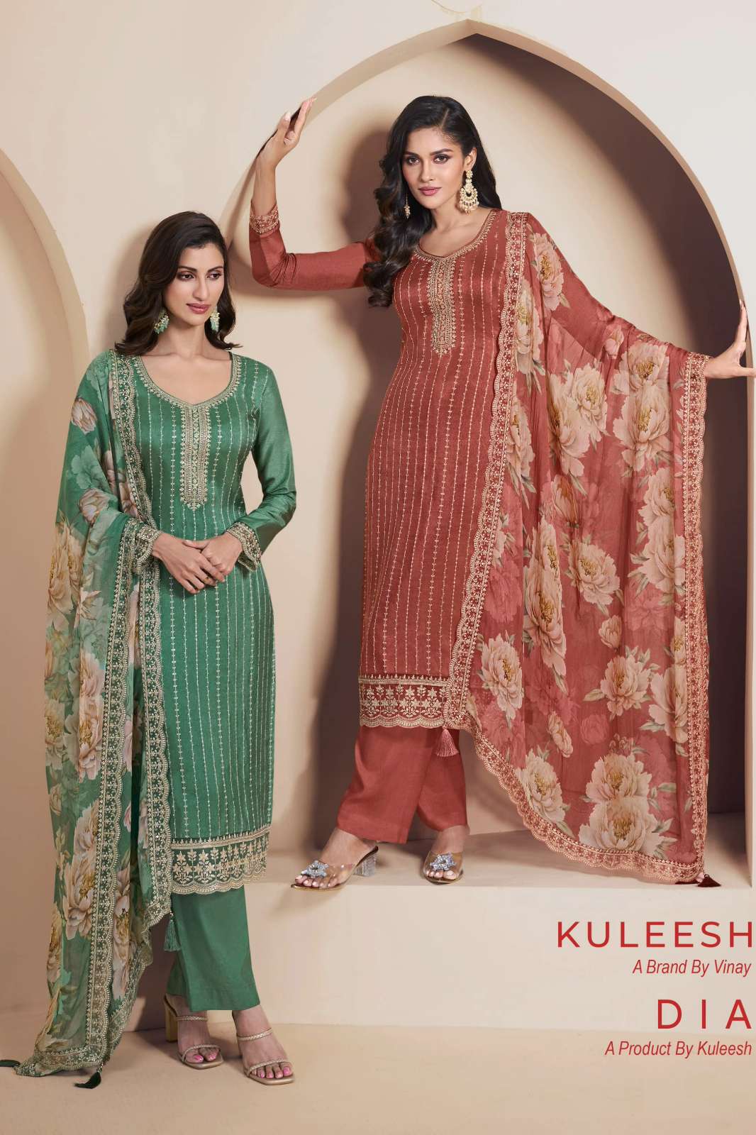 VINAY KULEESH DIA 11233 THREAD EMBROIDERED MOONGA SILK SUIT