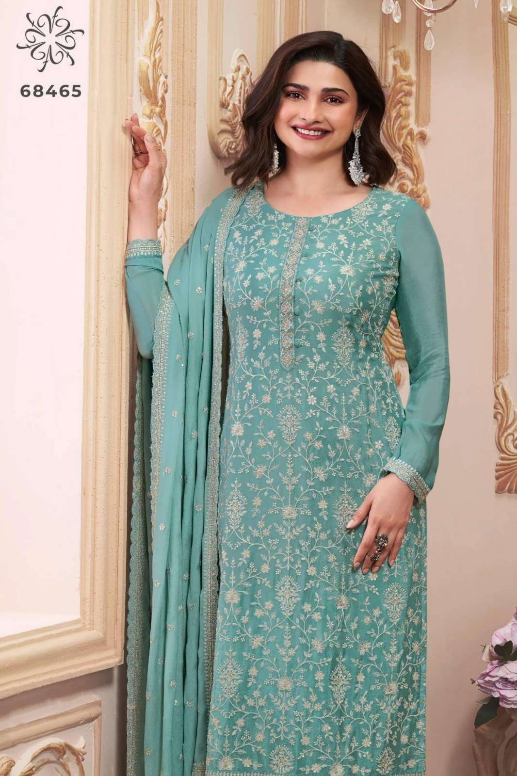 VINAY KULEESH SAIRA 11172 PARTY WEAR EMBROIDERED CHINON SUIRT