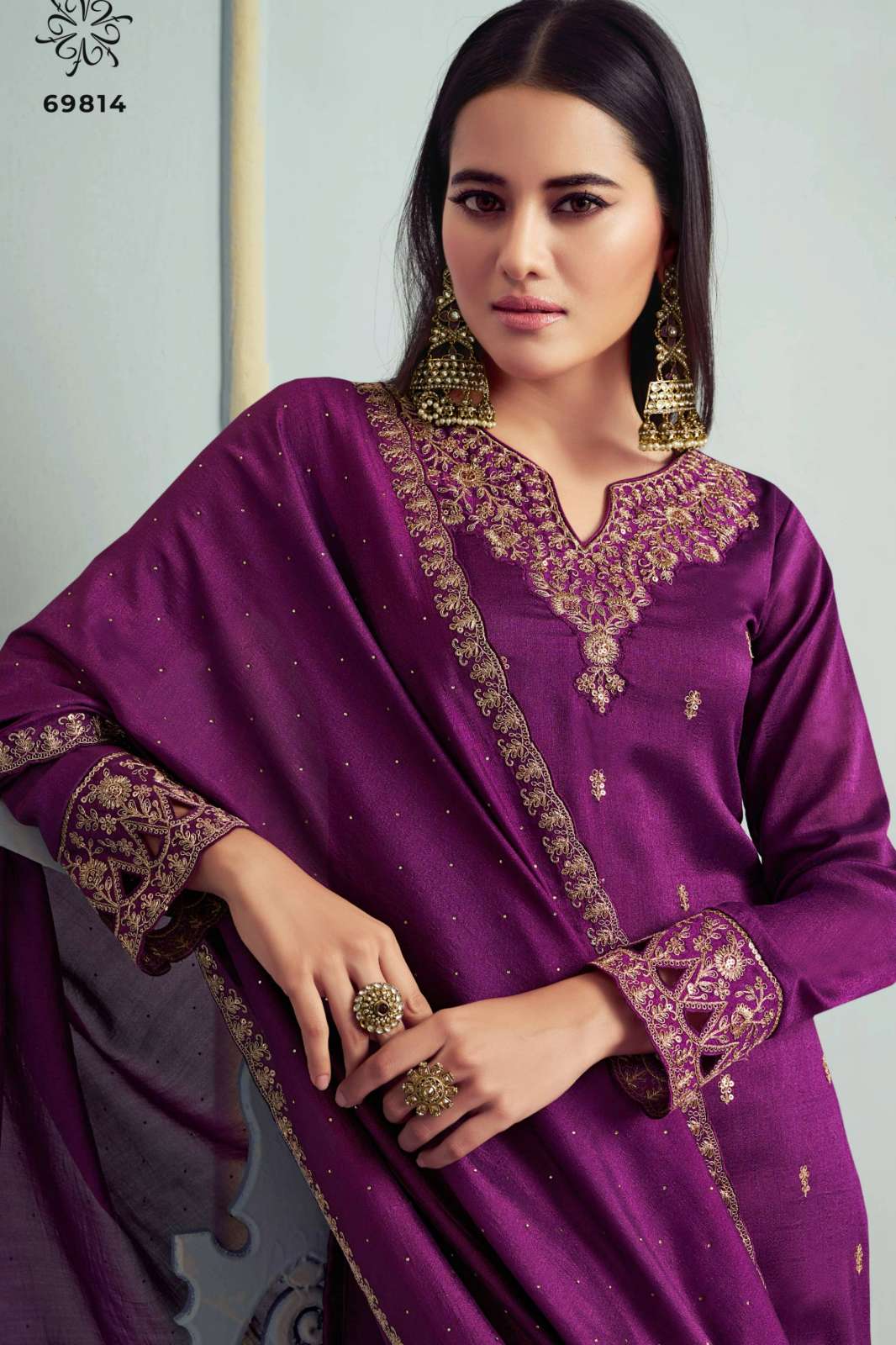 VINAY SHAHEEN 8 EMBROIDERED SILK GEORGETTE SALWAR SUIT