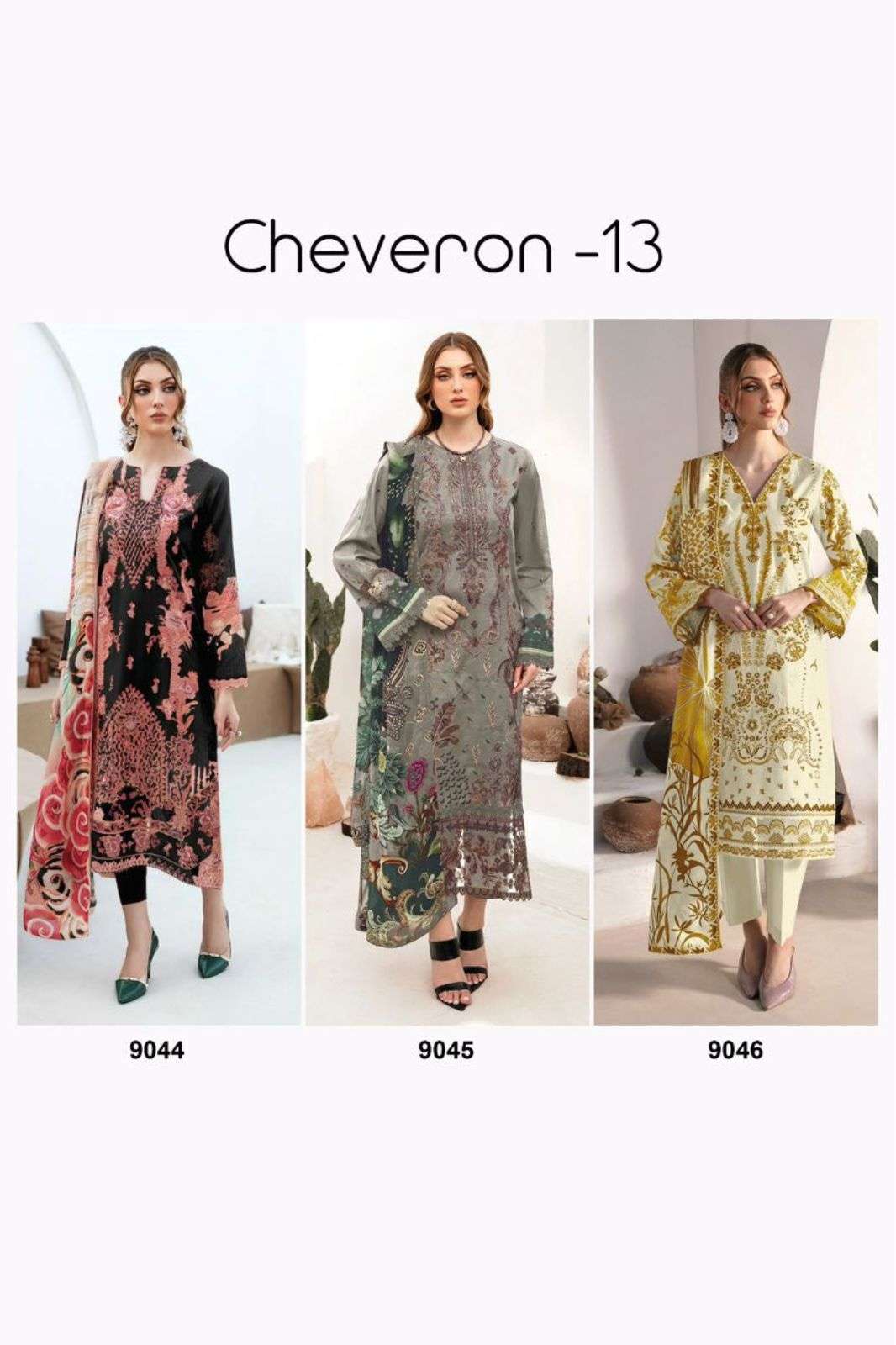 DEEPSY SUITS CHEVERON VOL 13 COTTON EMBROIDERED SUITS