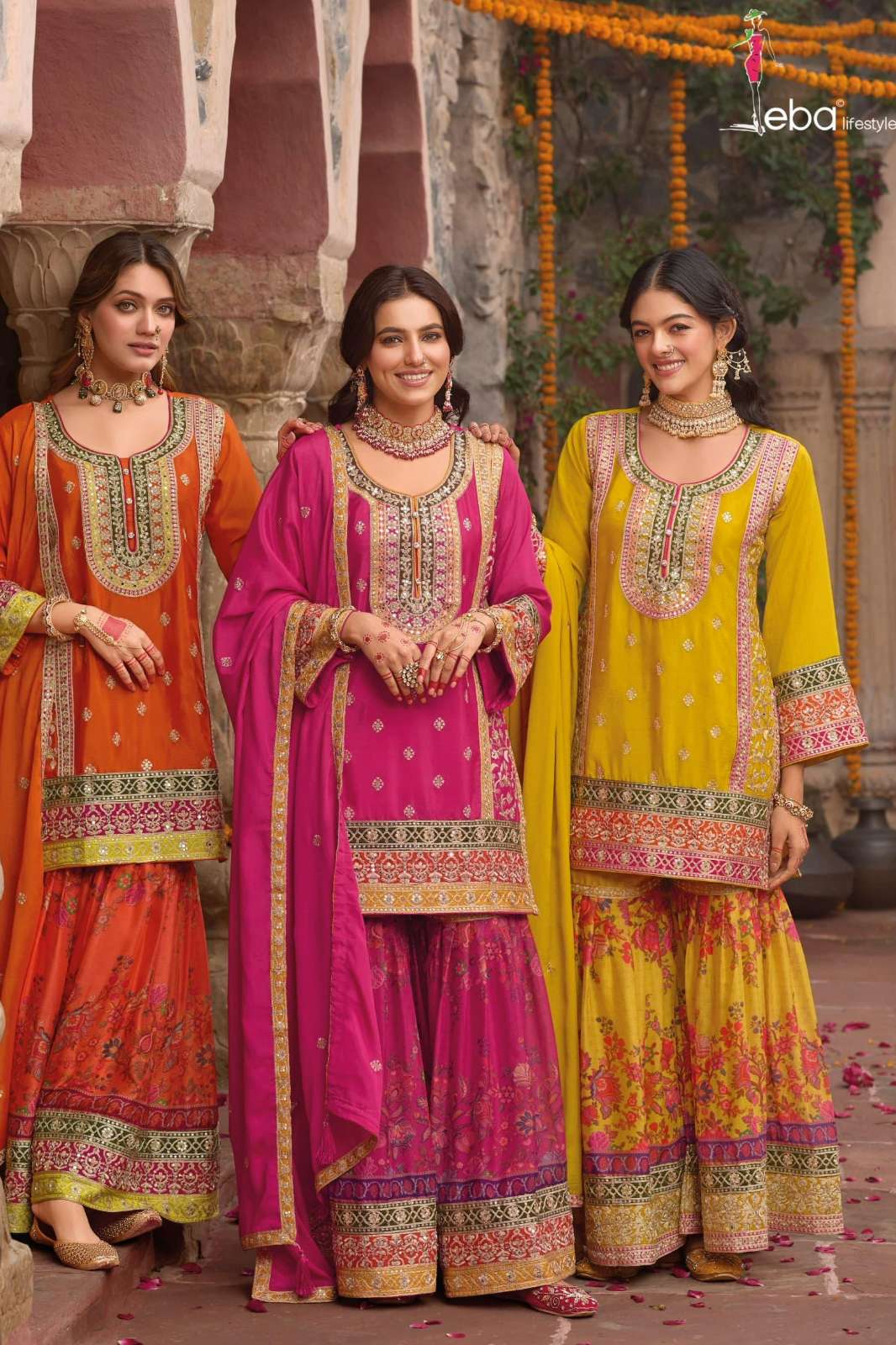 Eba Rang 2 Party wear Ready to Wear Premium chinon Sharara Suit