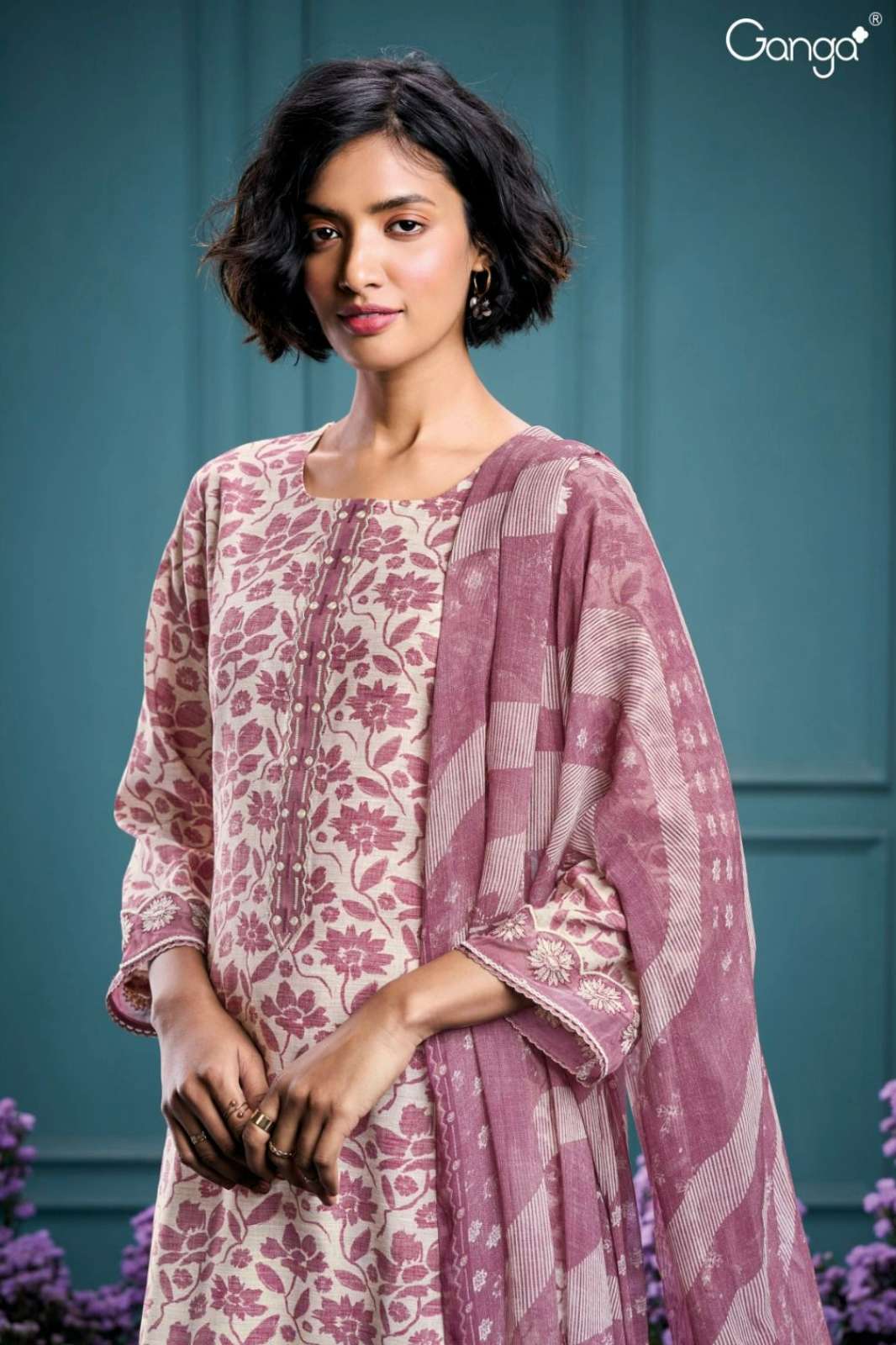 GANGA ANILA S2867 PREMIUM HANDLOOM COTTON EMBROIDERED SUIT 