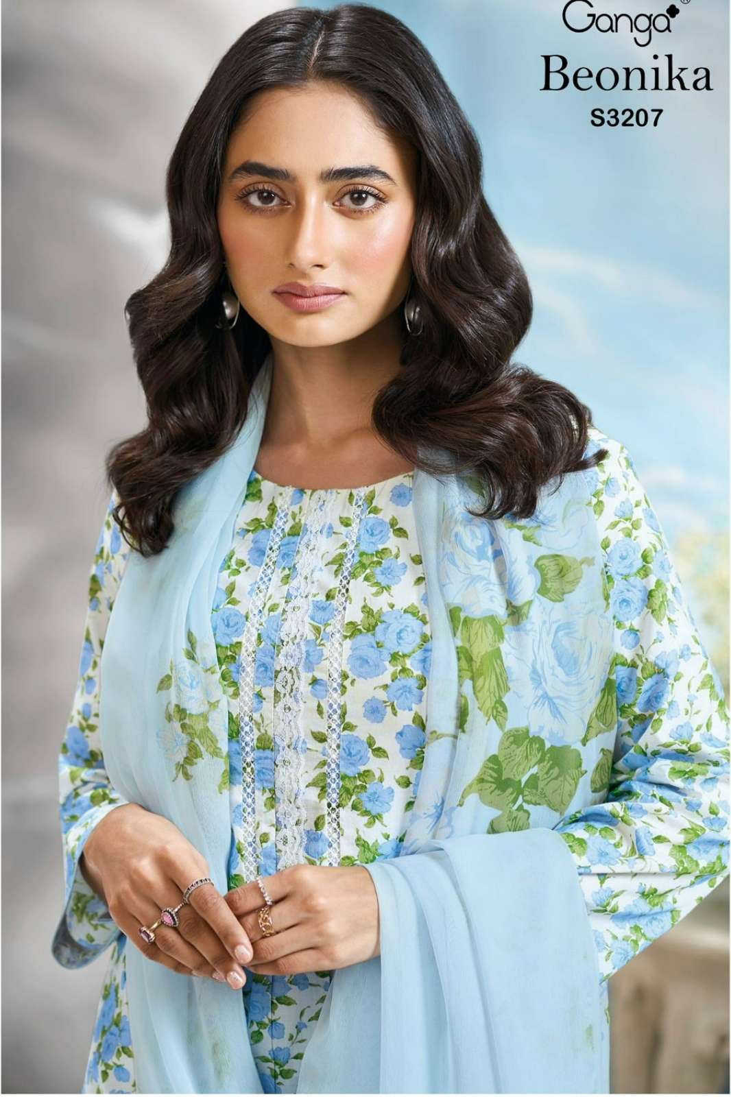 GANGA BEONIKA S3207 PREMIUM COTTON PRINTED & EMBROIDERED SUIT