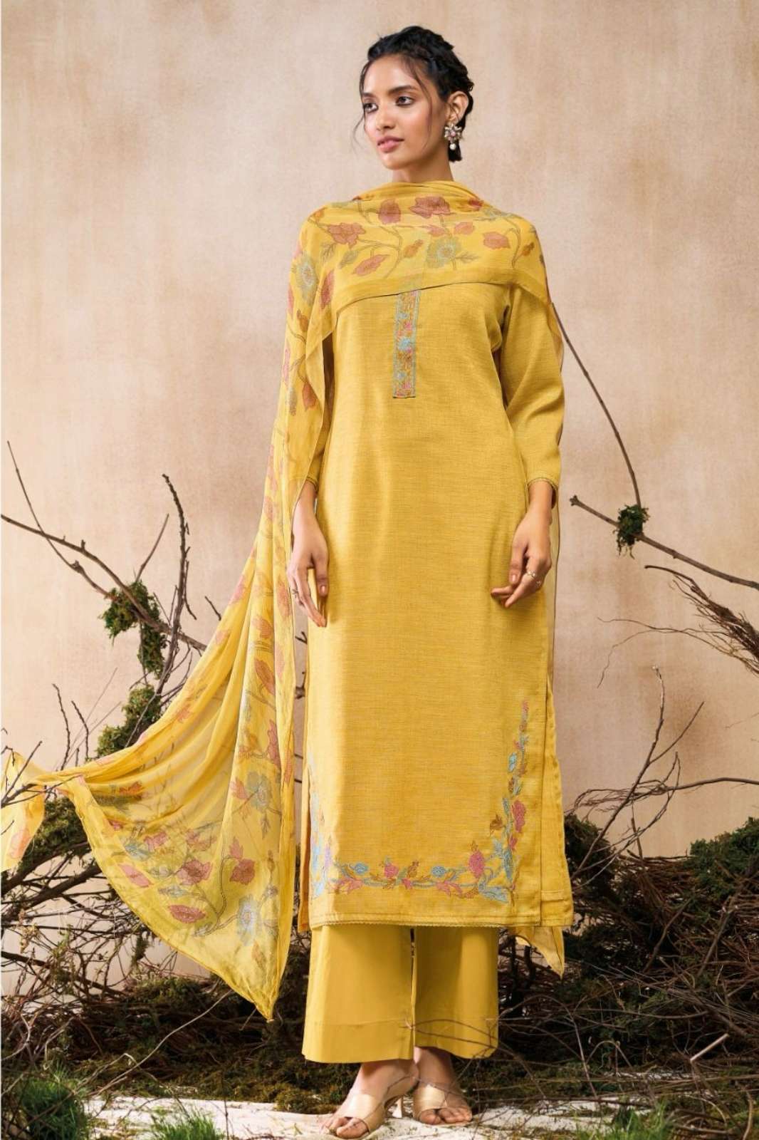 GANGA UMBI S2893 PREMIUM WOVEN COTTON EMBROIDERED SUIT 