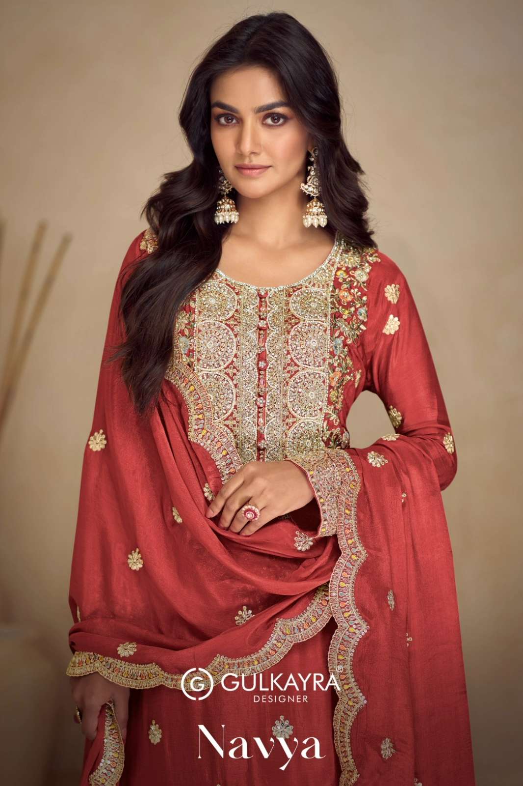 Gulkayra NAVYA Beautiful Ready to Wear Real Chinon Suit