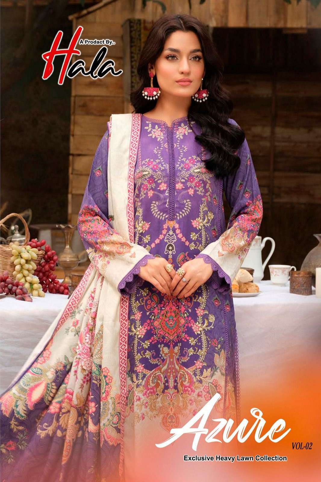 HALA AZURE VOL 2 PURE LAWN COTTON PRINTED SUITS