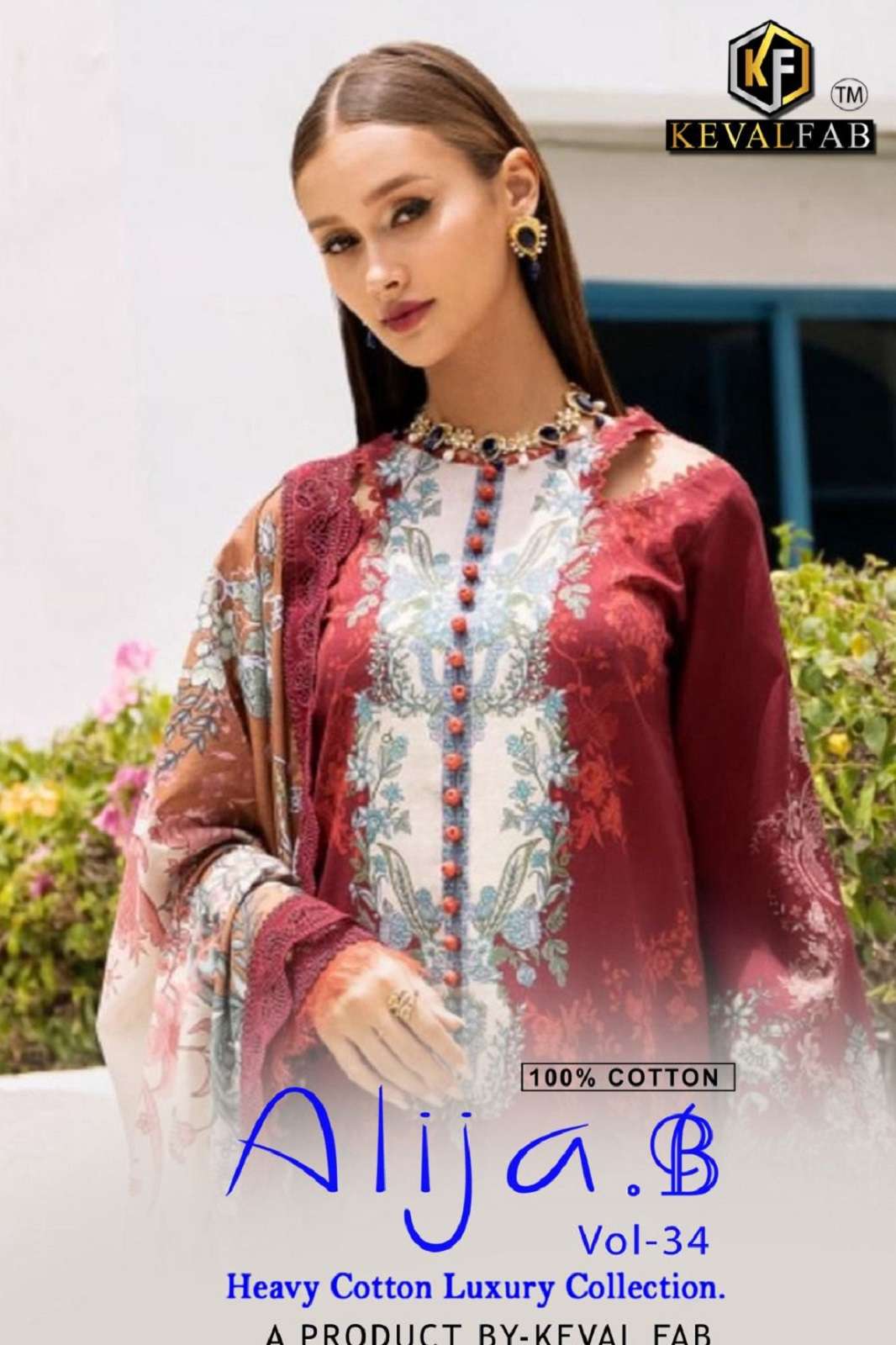 KEVAL FAB ALIJA B VOL 34 COTTON PRINTED SUITS EID COLLECTION