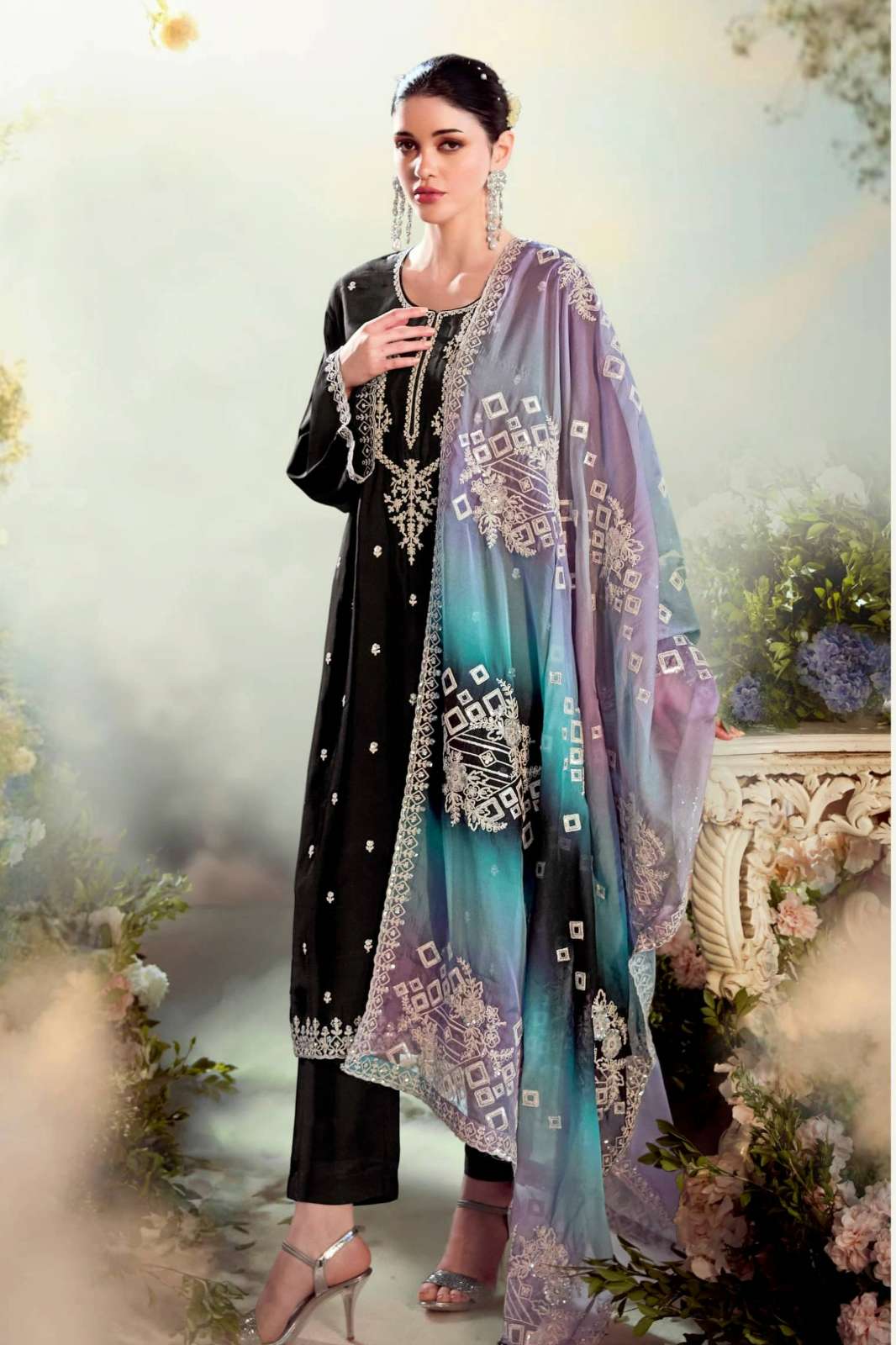 KIMORA DASTOOR MODALE SILK SUIT WITH EMBROIDERY WORK