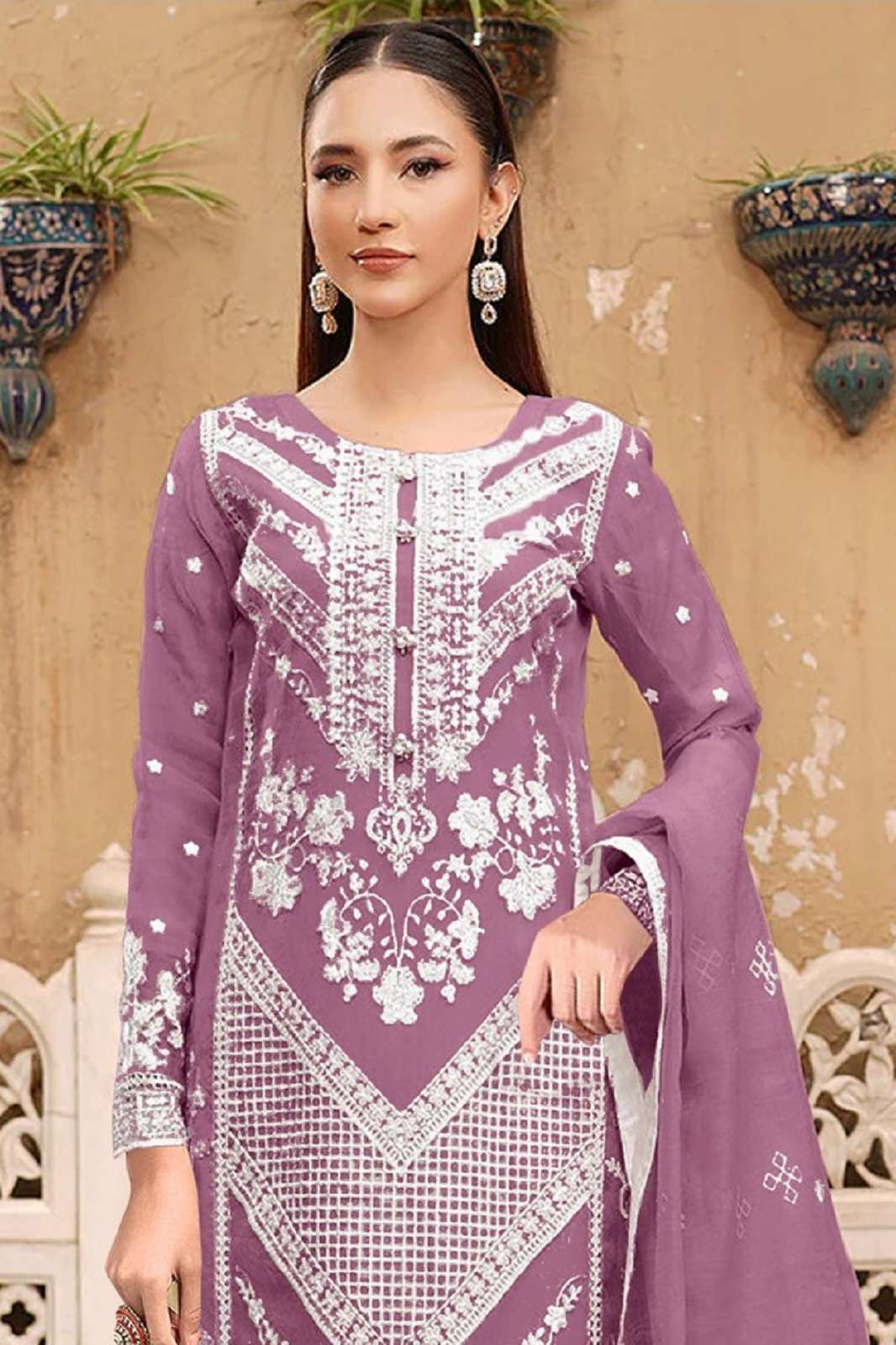 MOTIFZ 824 A TO D ORGANZA EMBROIDERED SUITS