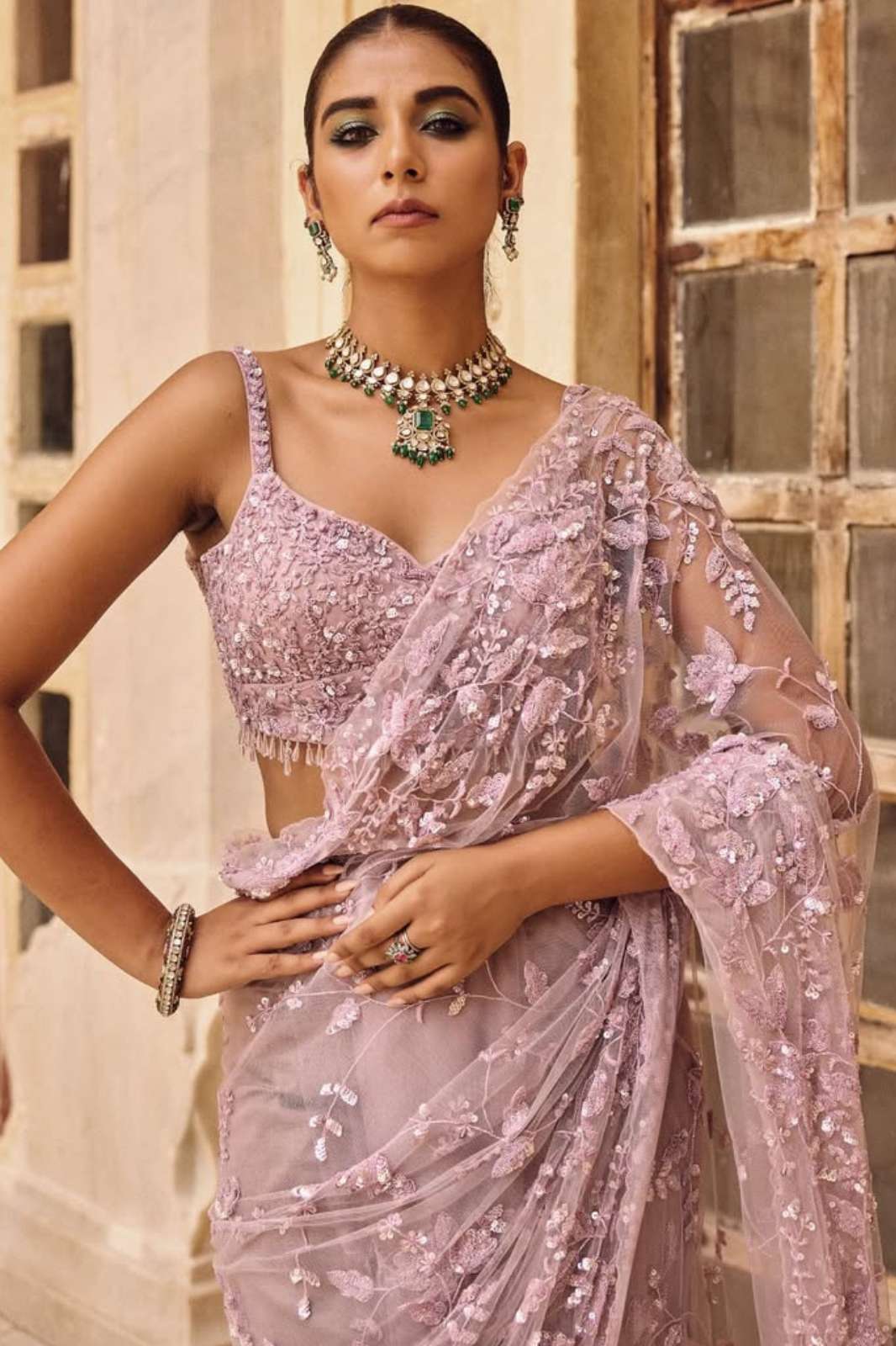 Nitya 11451 Cocktail Wear  Heavy Mono Net Sequins Embroidery work Saree