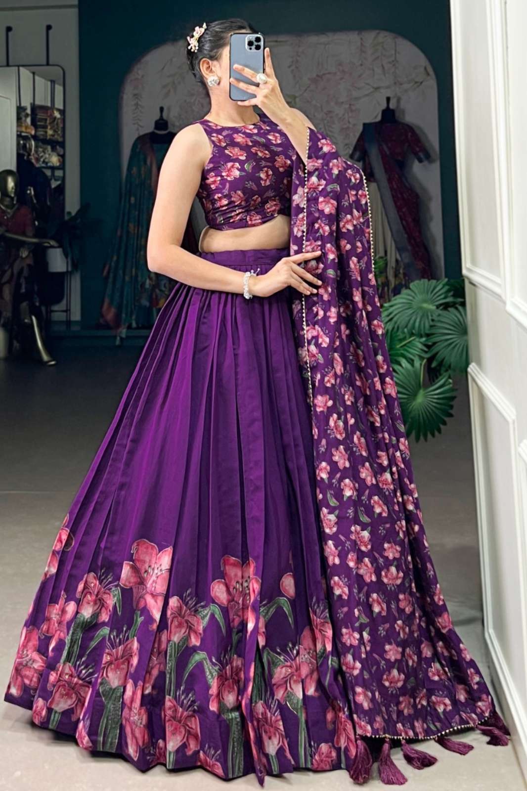 PAYAL CREATION PRISHA 10929 Partywear Tussar Silk Floral Print With Foil Work Lehenga Choli 