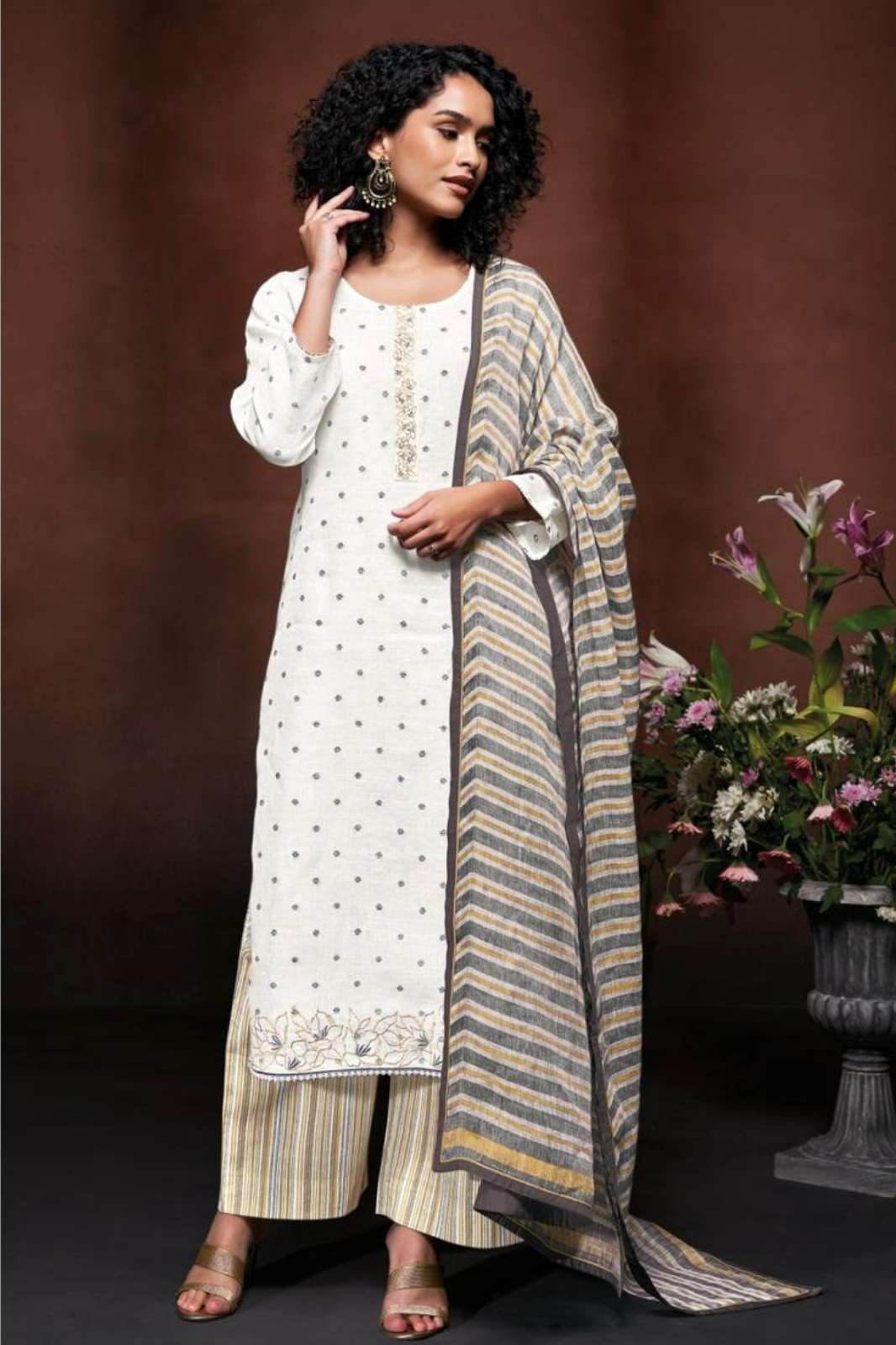 Shri Balaji Emporium DEETYA Beautiful Premium pure linen jacquard Suit