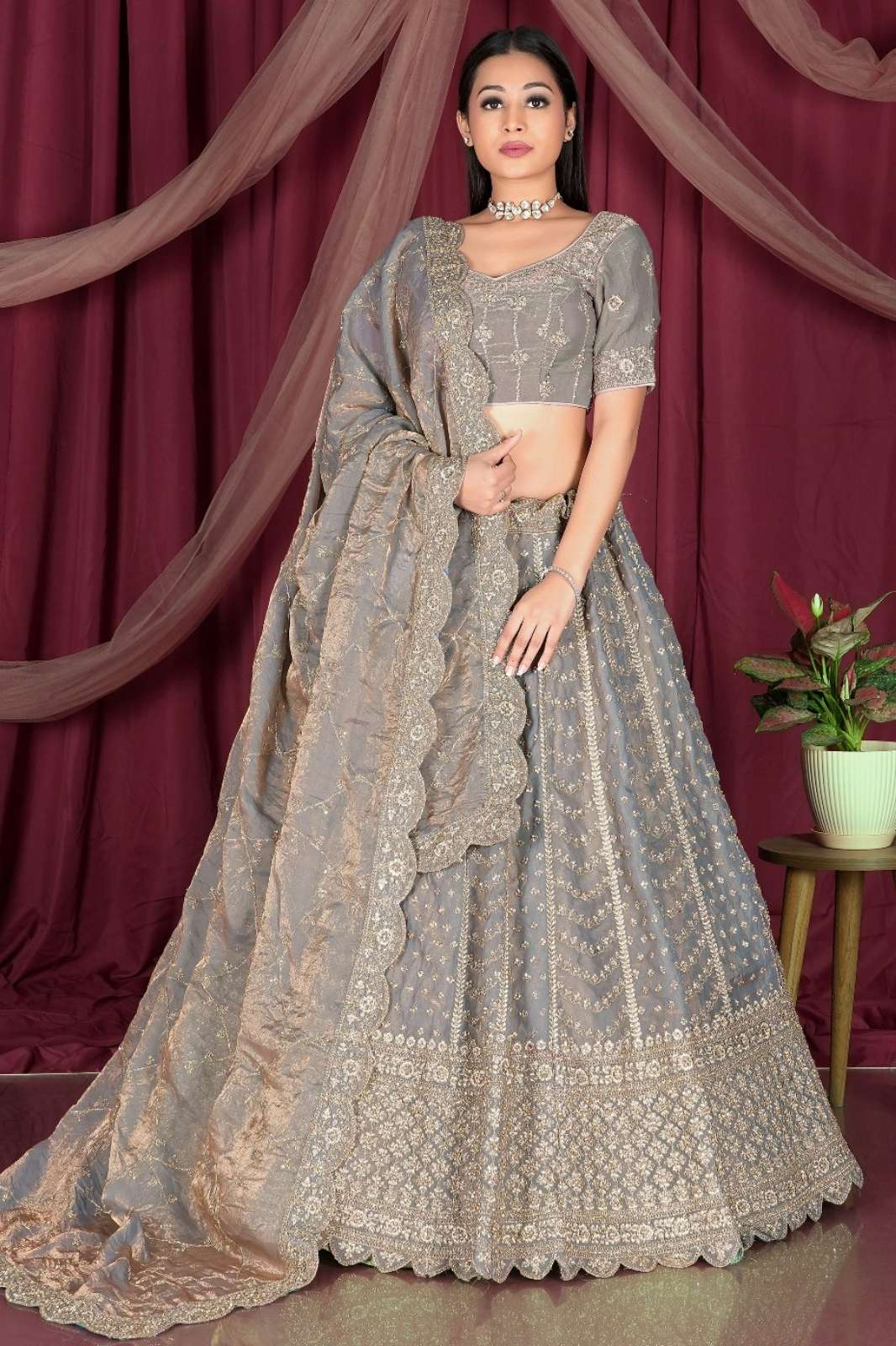 Shri Balaji Emporium SGW Wedding Wear & Hand Work Designer Simmer Fendy Lehenga