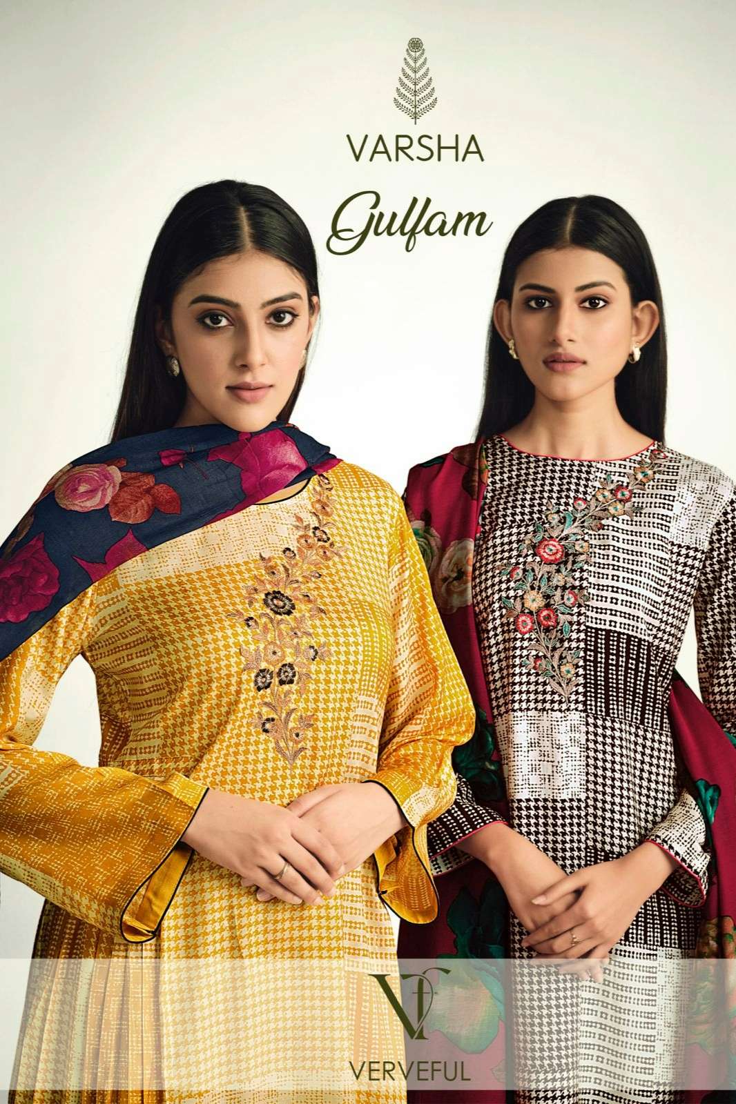 VARSHA GULFAM VISCOSE PASHMINA PRINTED SUIT WITH EMBROIDERY WORK