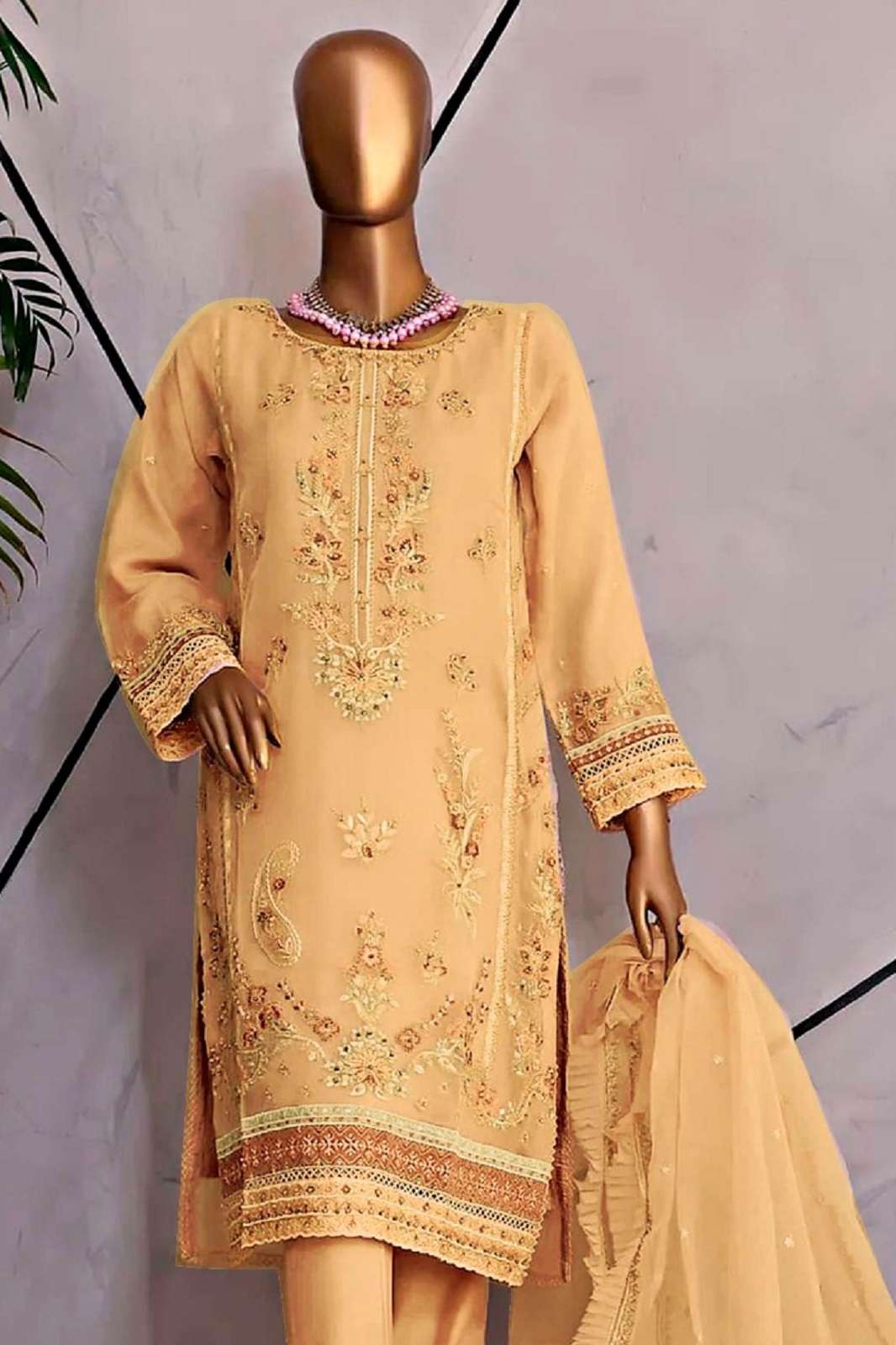 ZARQASH Organza Suit - Embroidered - Z-3051