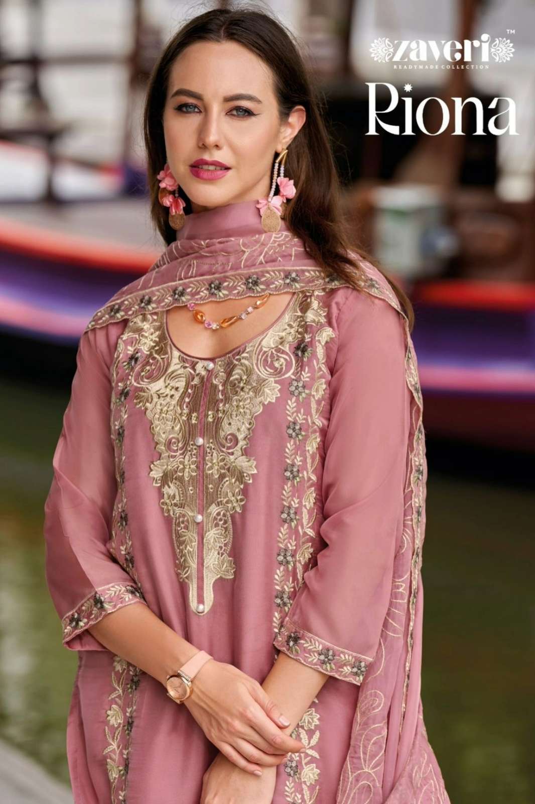 ZAVERI RIONA 114652 Ready to Wear Soft Blooming Organza Embroidered Suit 