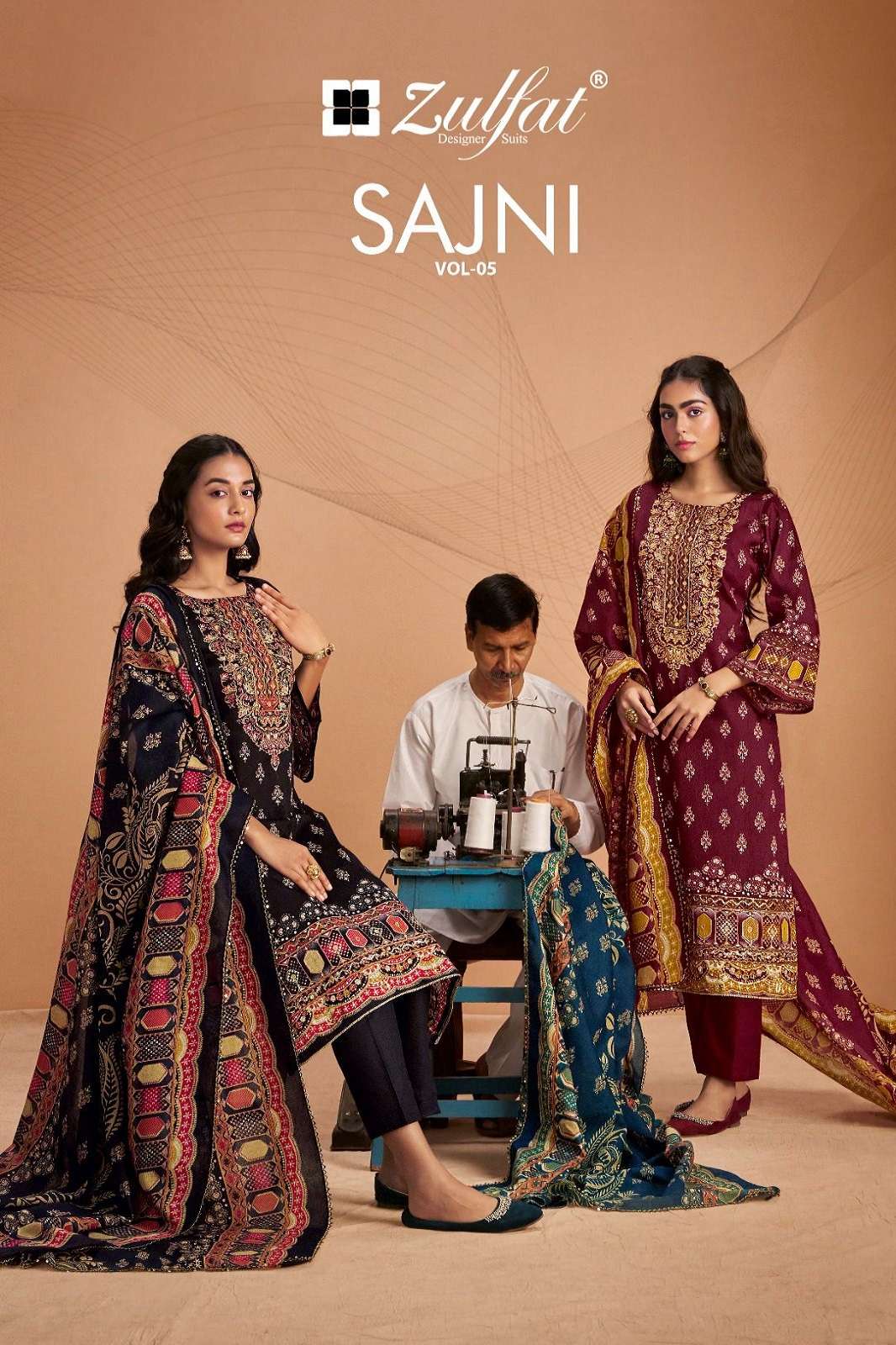 ZULFAT DESIGNER SAJNI VOL 5 COTTON HAND WORKED SUITS