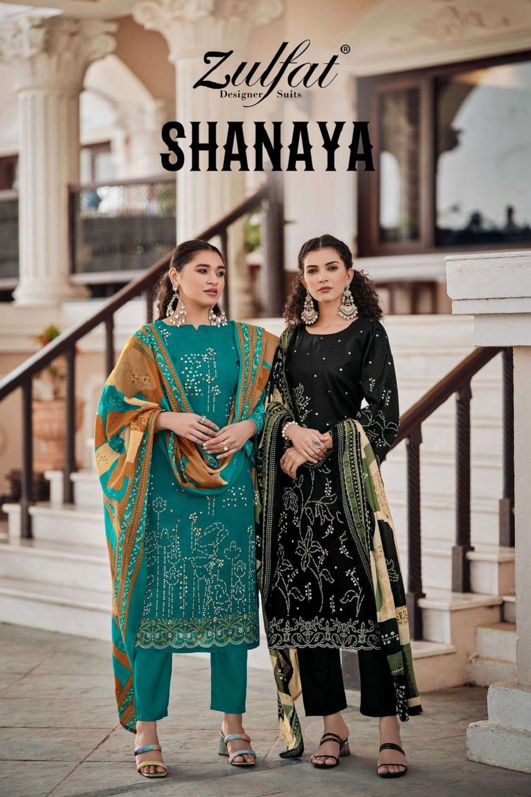 ZULFAT DESIGNER SHANAYA COTTON HAND WORKED SUITS 