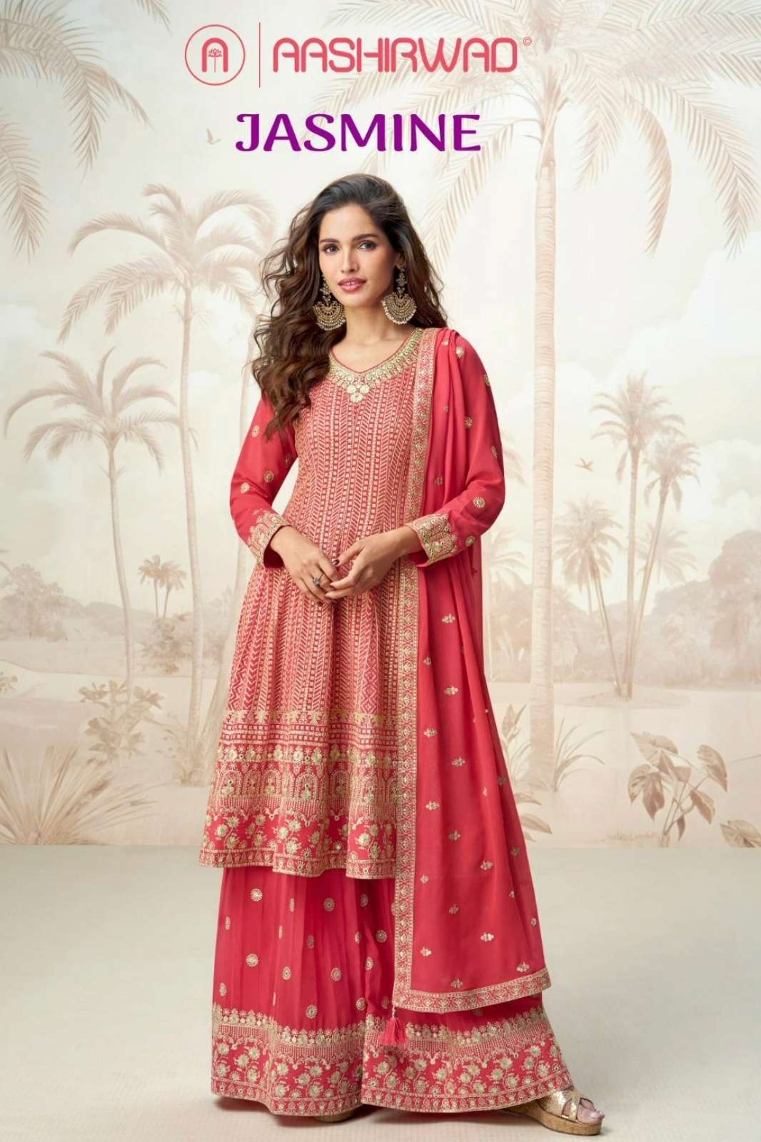 AASHIRWAD JASMINE READY TO WEAR REAL GEORGETTE SHARARA SUIT