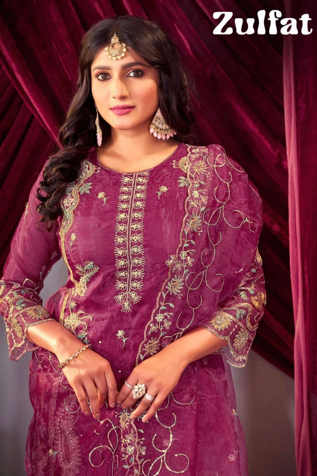 Banwery ZULFAT Party Waer Pure Organza Embroidered Suit 