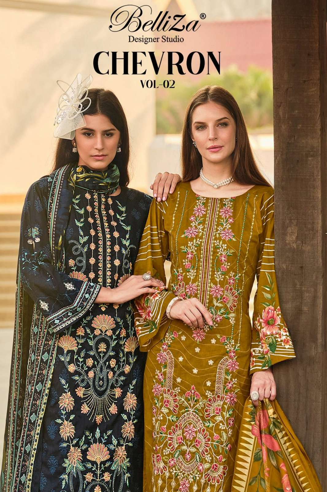 BELLIZA CHEVRON VOL 2 100% PURE COTTON EMBROIDERED SUIT 