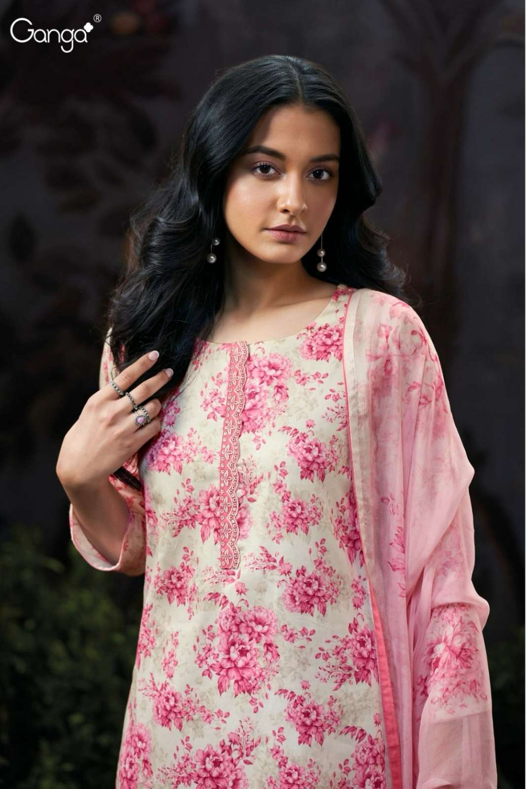 GANGA CHRISTINE S3212 PREMIUM COTTON SATIN EMBROIDERED SUIT 