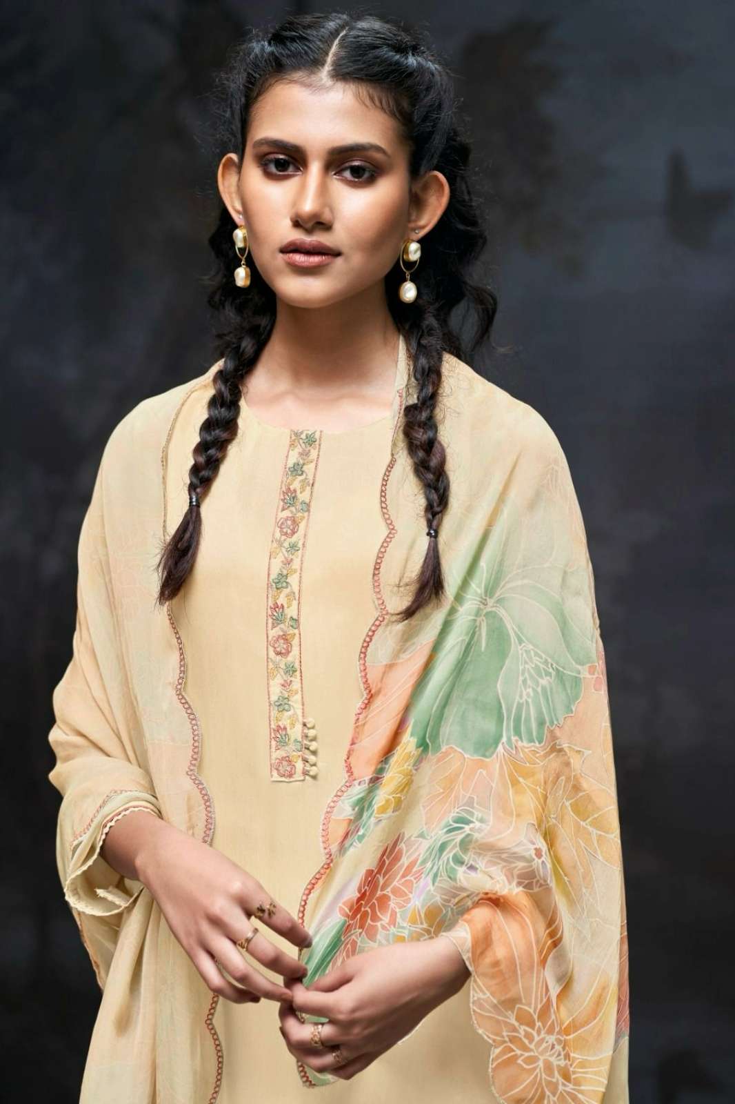 GNAGA BRADI S3151 PREMIUM PURE HABUTAI SILK EMBROIDERED SUIT 