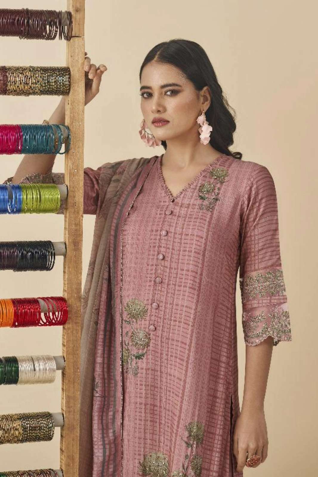 JAY VIJAY SATRANG PURE MUSLIN DIGITAL PRINTED SUIT WITH HANDWORK