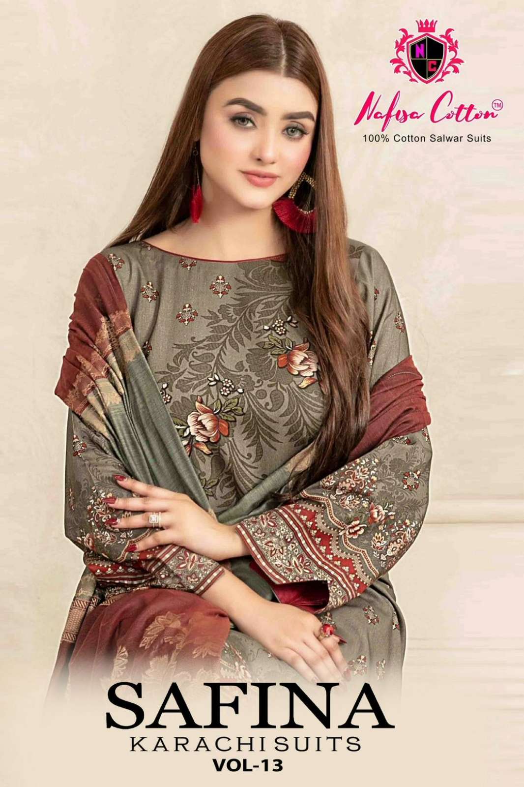 NAFISHA COTTON SAFINA KARACHI SUITS VOL 13 PURE SOFT COTTON DIGITAL PRINTED SUIT