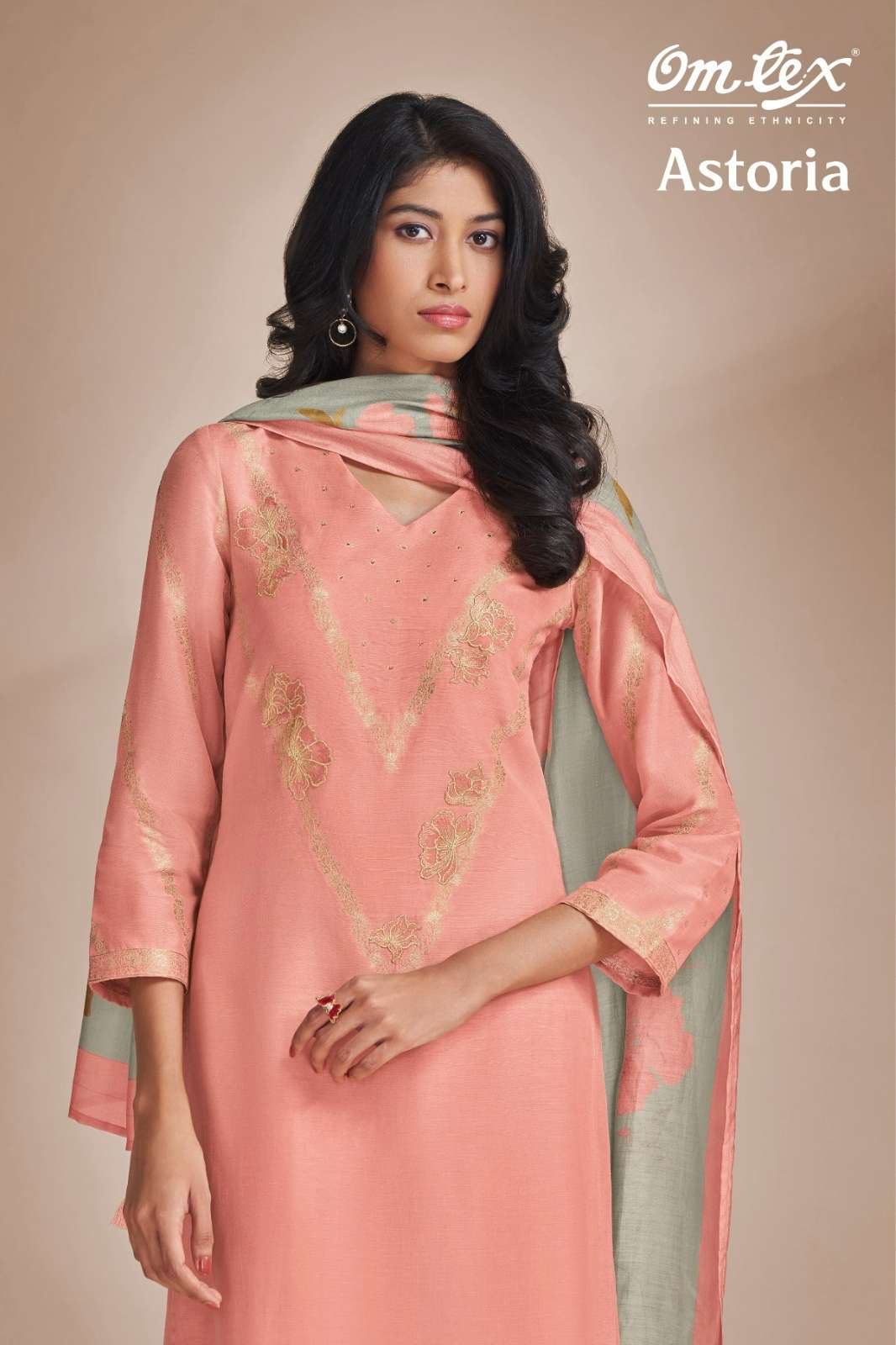 OMTEX ASTORIA PURE LINEN JACQUARD SUIT WITH EMBROIDERY WORK