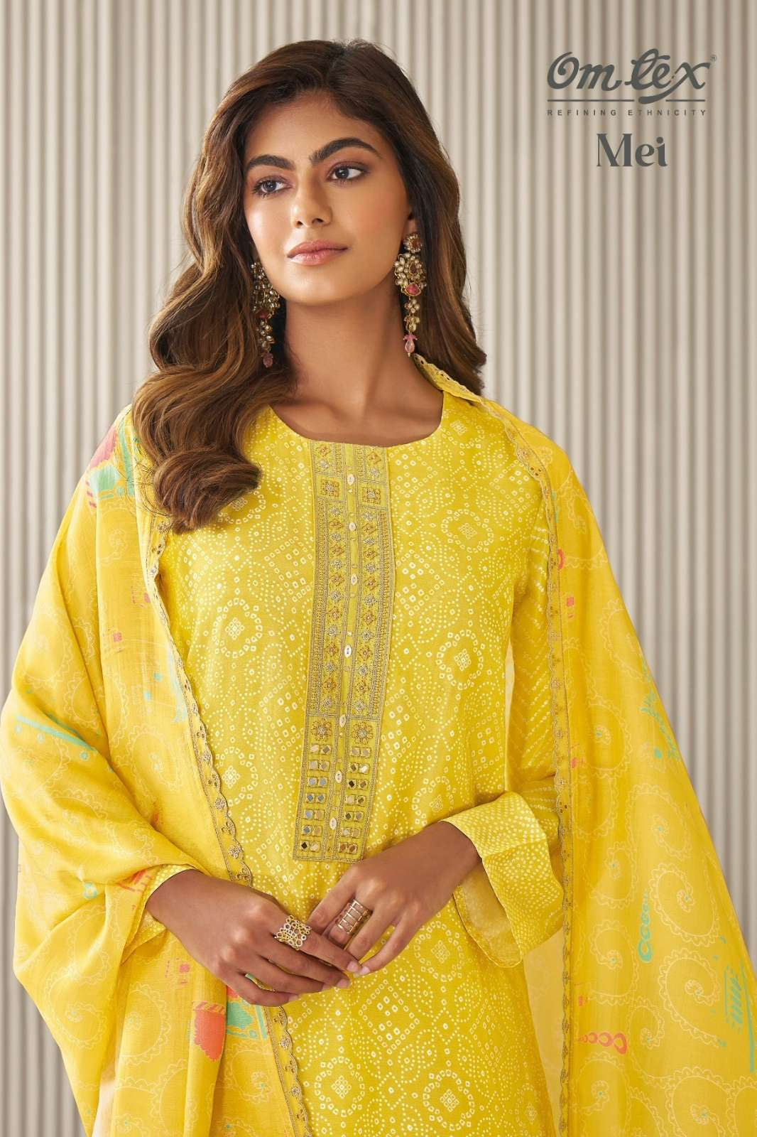 OMTEX MEI DAISY SILK DIGITAL PRINTED SUIT WITH EMBROIDERY WORK