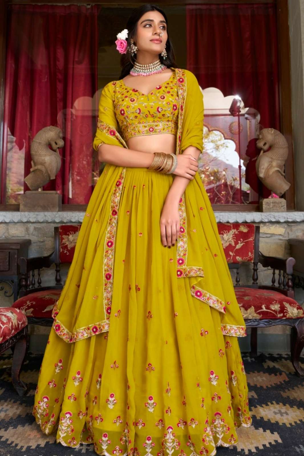 Payal Creation PRITISHA Party Wear Georgette Thread Embroidery Work Lehenga Choli