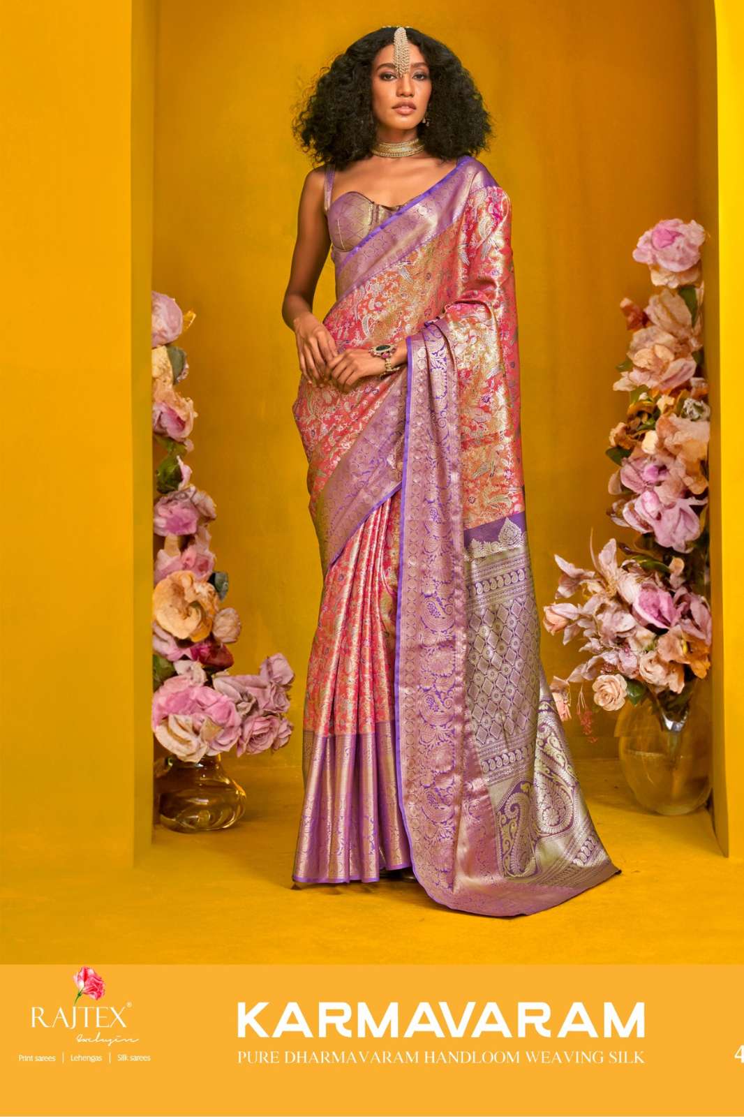 Rajtex Karmavaram Indian Women Pure Handloom Dharmavaram Weaving Silk Saree