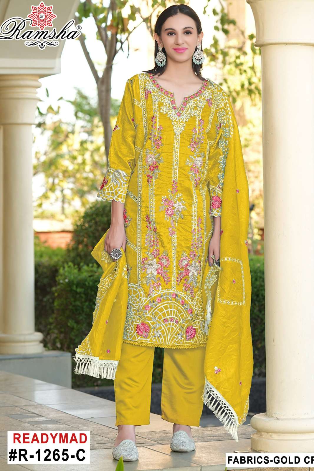 RAMSHA R 1265 Ready to Wear Gold Crush Pakistani Suit